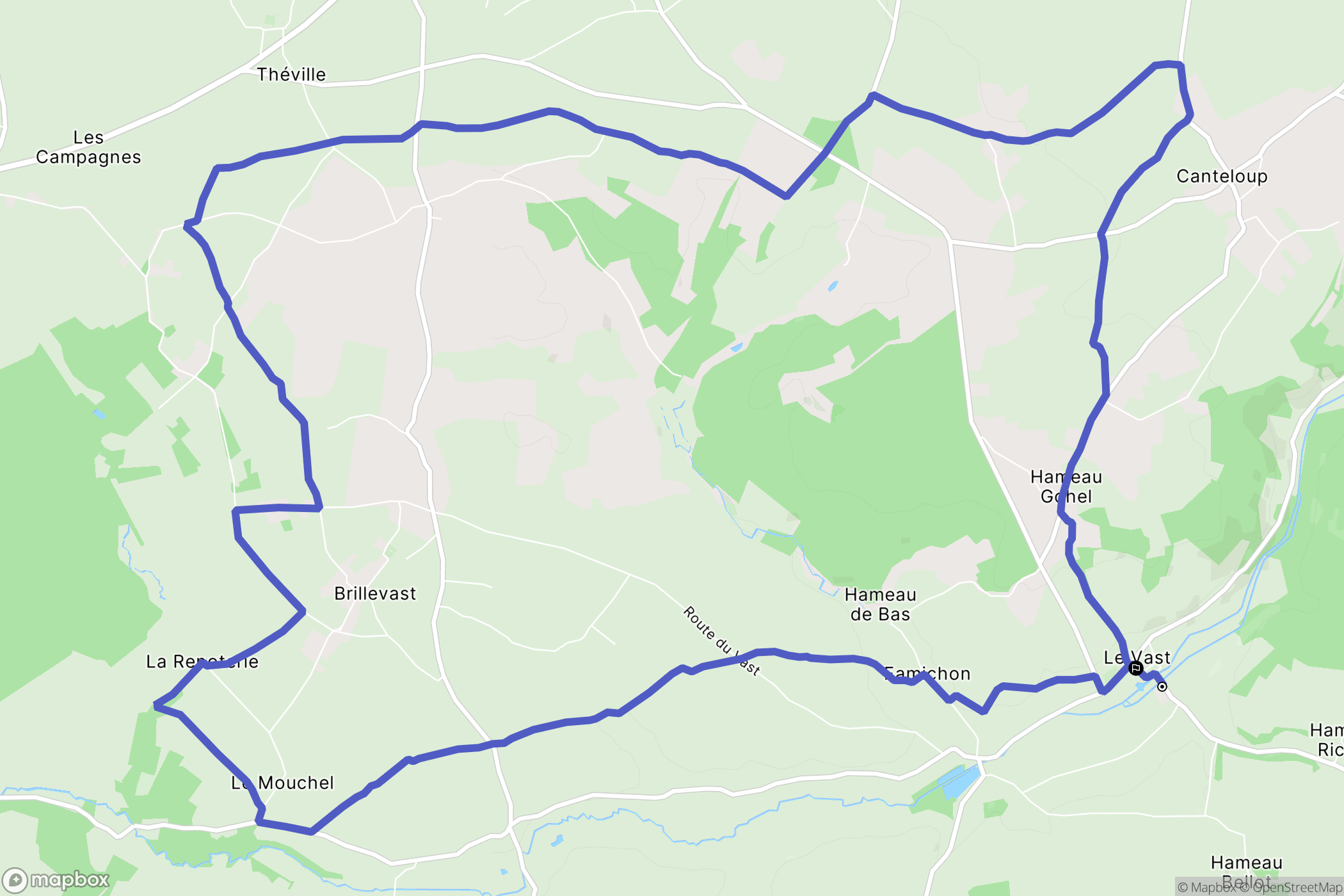 Le Vast : carte du parcours de randonnée - France
