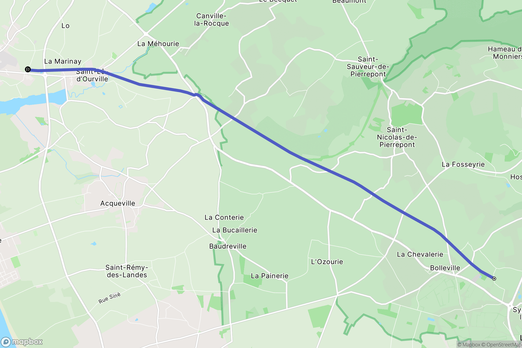 La-Haye-du-Puits : carte du parcours de randonnée - France