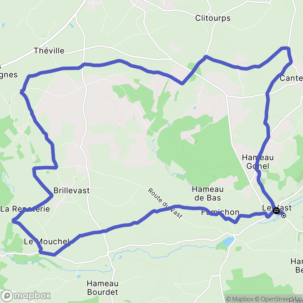 Le Vast : carte du parcours de randonnée - France