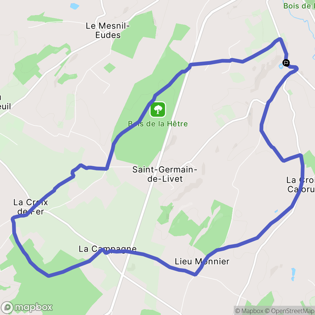 Saint-Germain-de-Livet : carte du parcours de randonnée - France