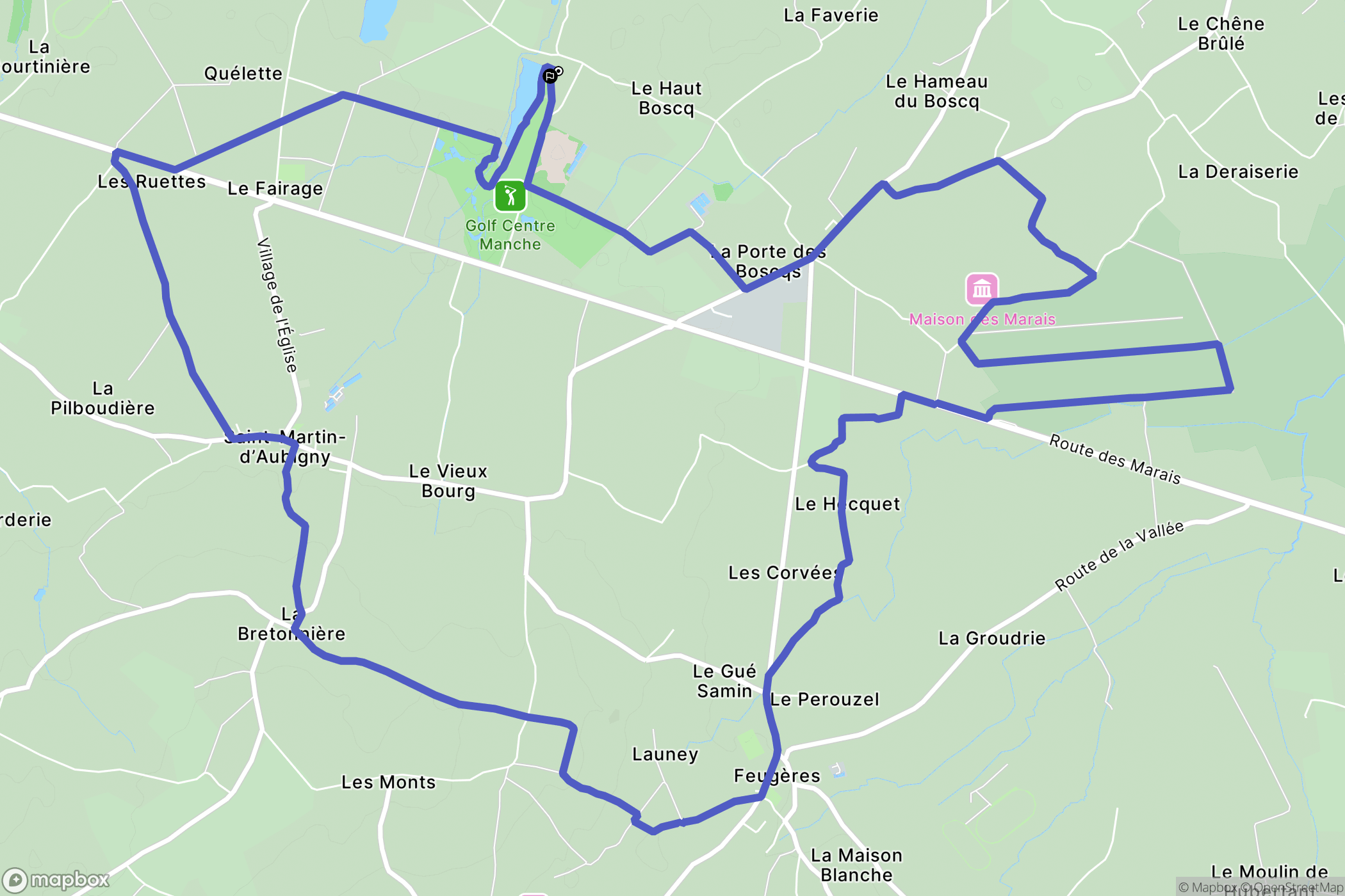 Saint Martin d'Aubigny : carte du parcours de randonnée - France