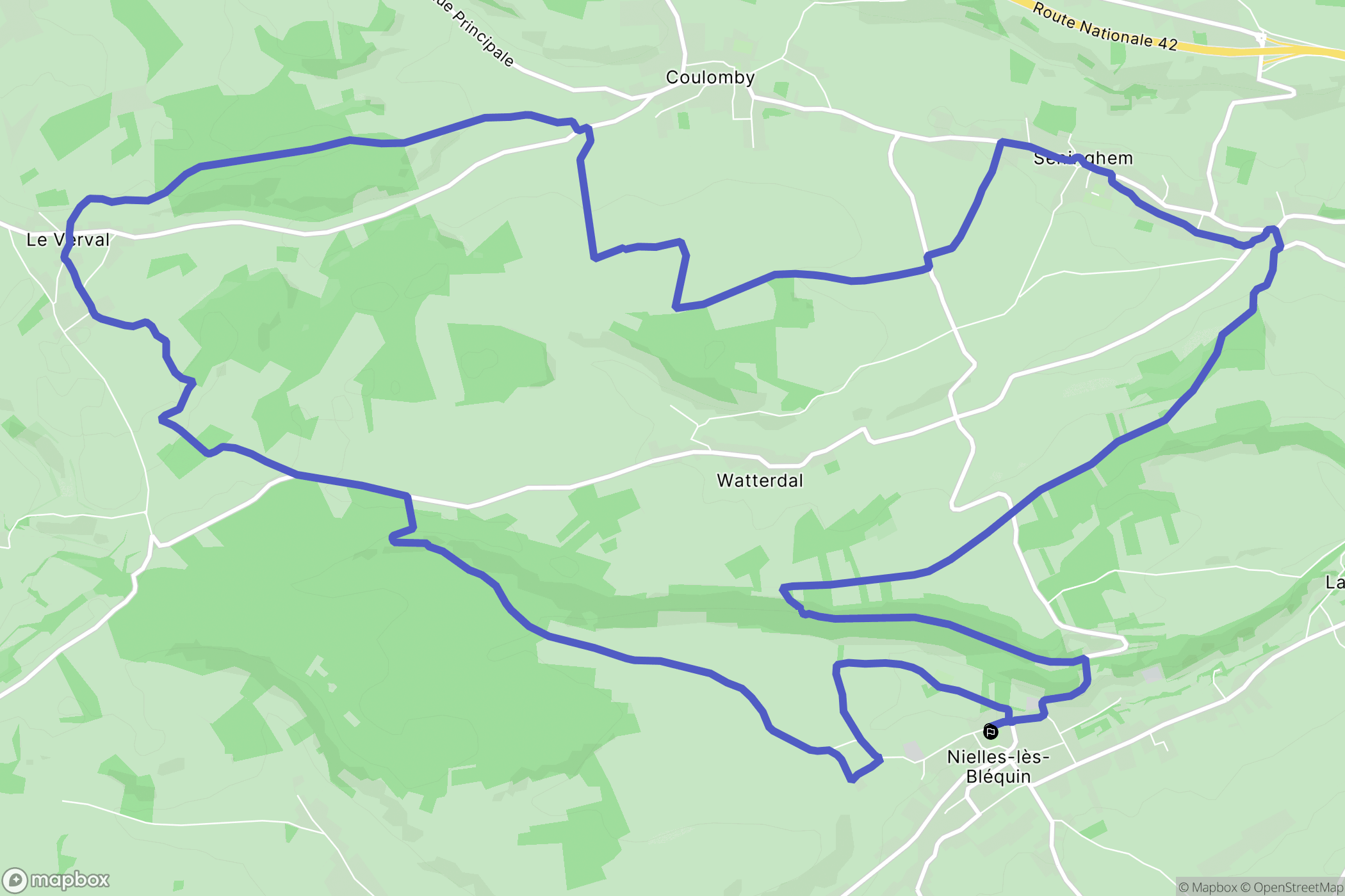 Nielles-lès-Bléquin : carte du parcours de randonnée - France