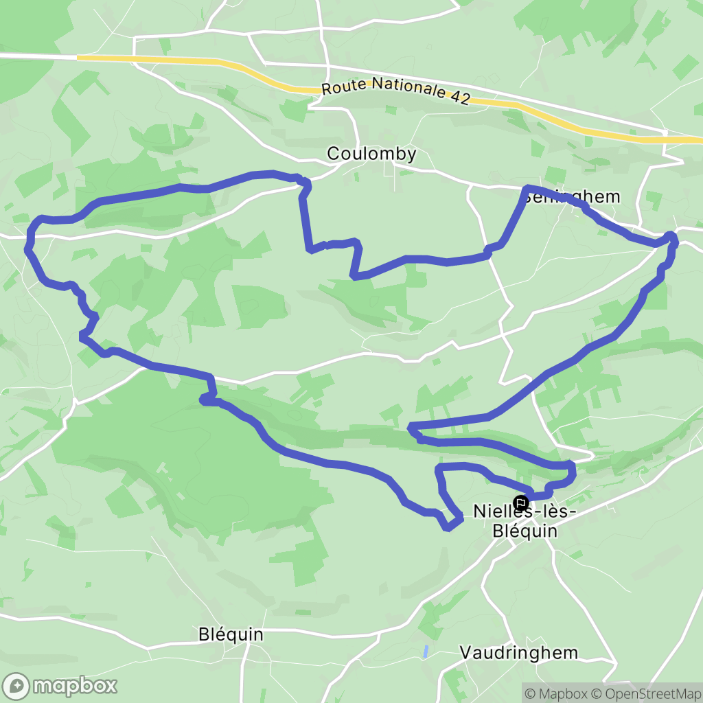 Nielles-lès-Bléquin : carte du parcours de randonnée - France