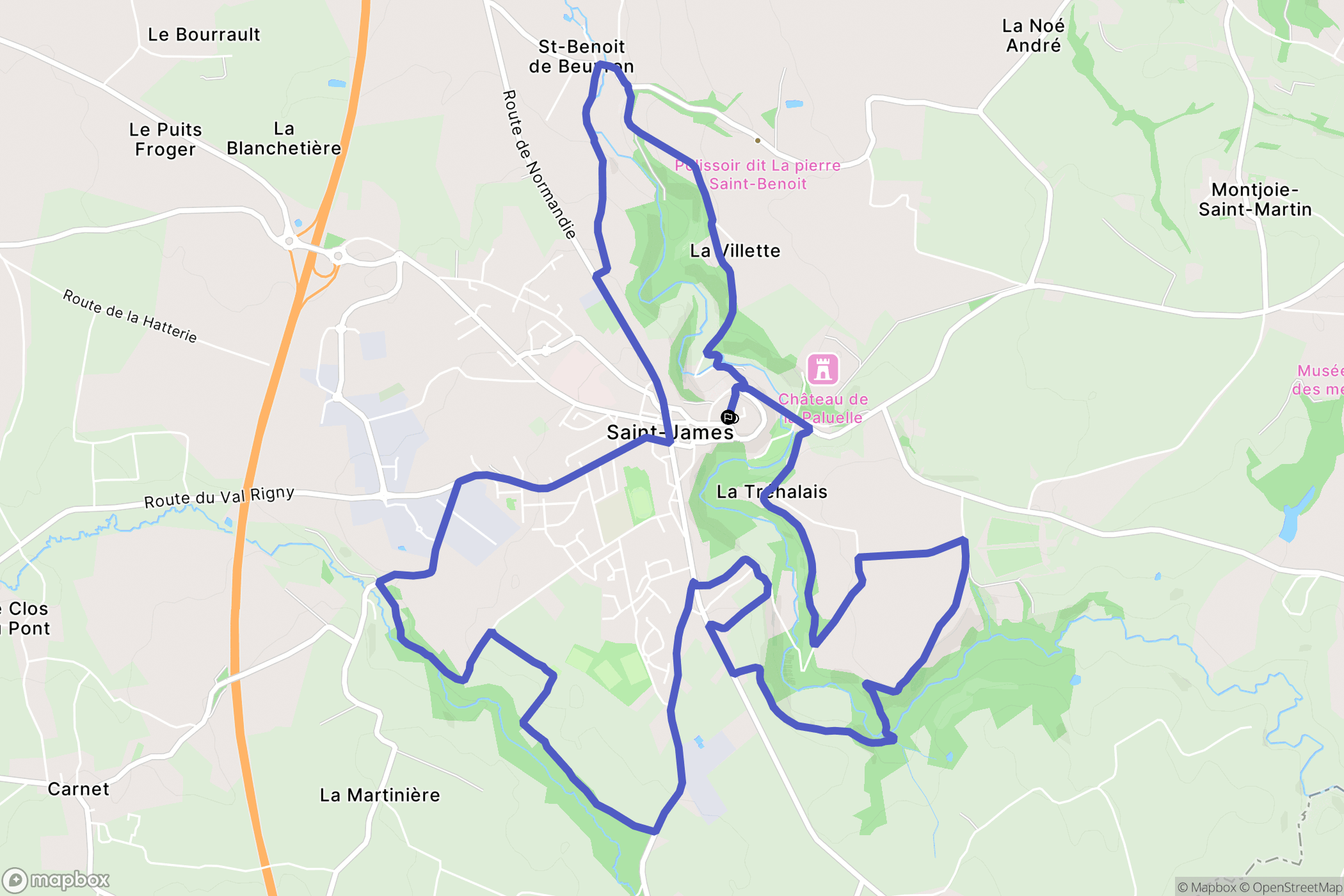 Saint James : carte du parcours de randonnée - France