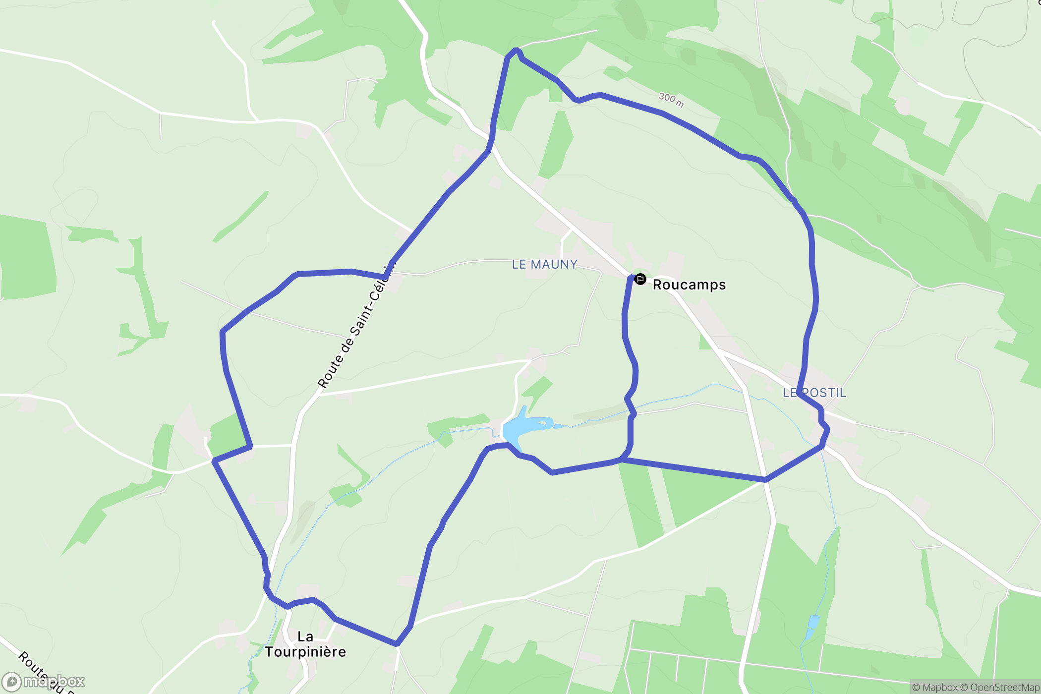 Les Monts d'Aunay (Roucamps) : carte du parcours de randonnée - France