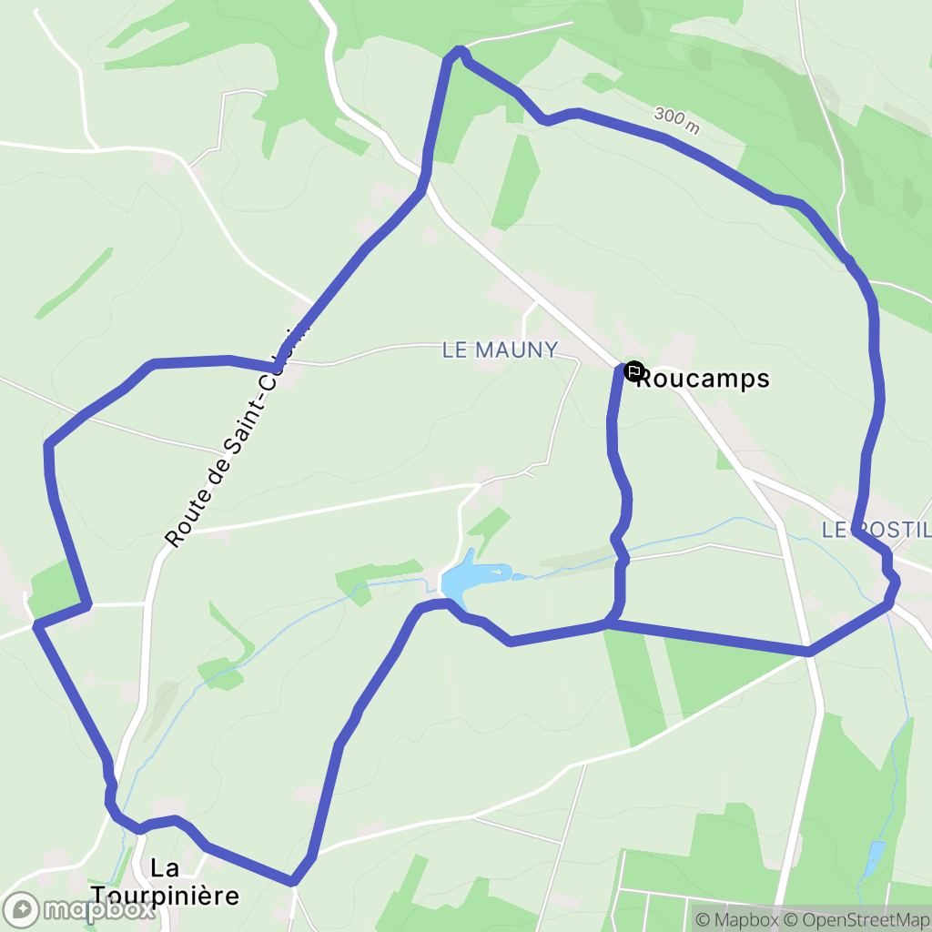 Les Monts d'Aunay (Roucamps) : carte du parcours de randonnée - France