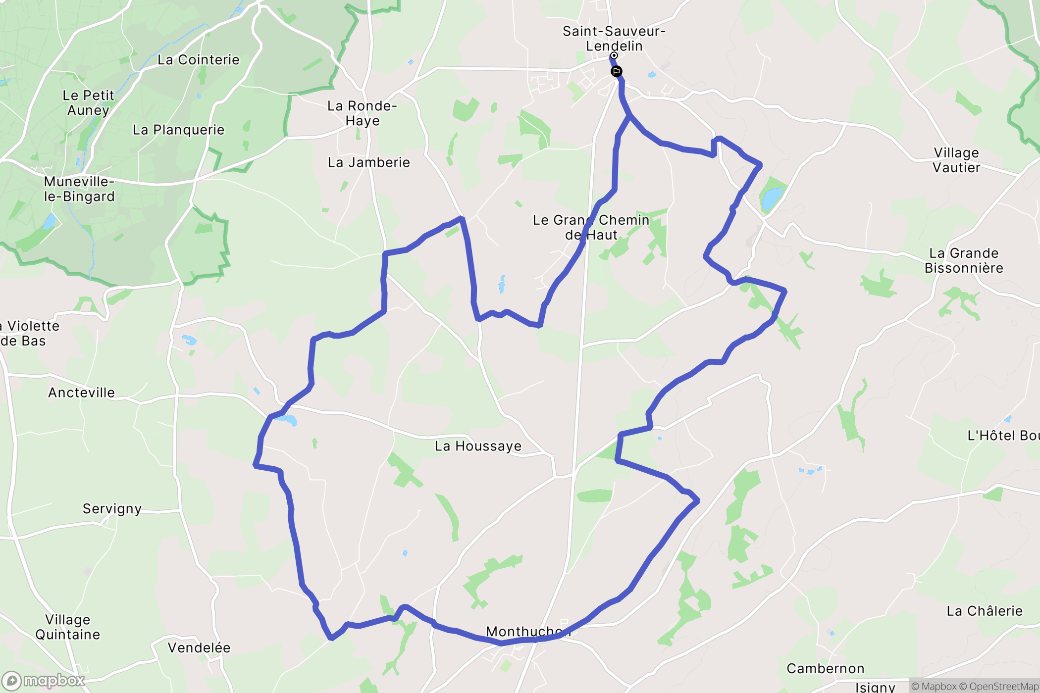 Saint Sauveur Lendelin : carte du parcours de randonnée - France