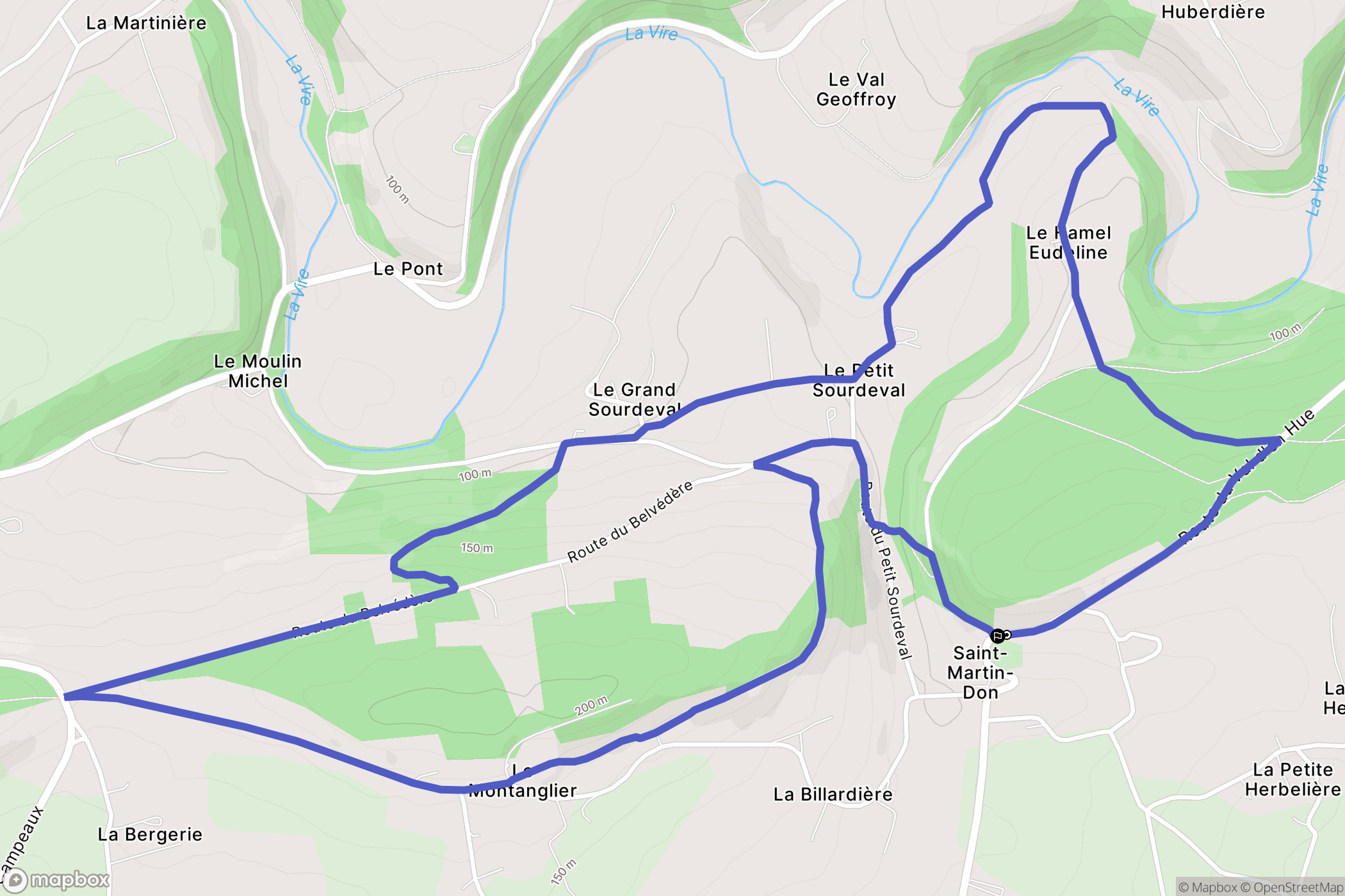 Souleuvre en Bocage (Saint-Martin-Don) : carte du parcours de randonnée - France