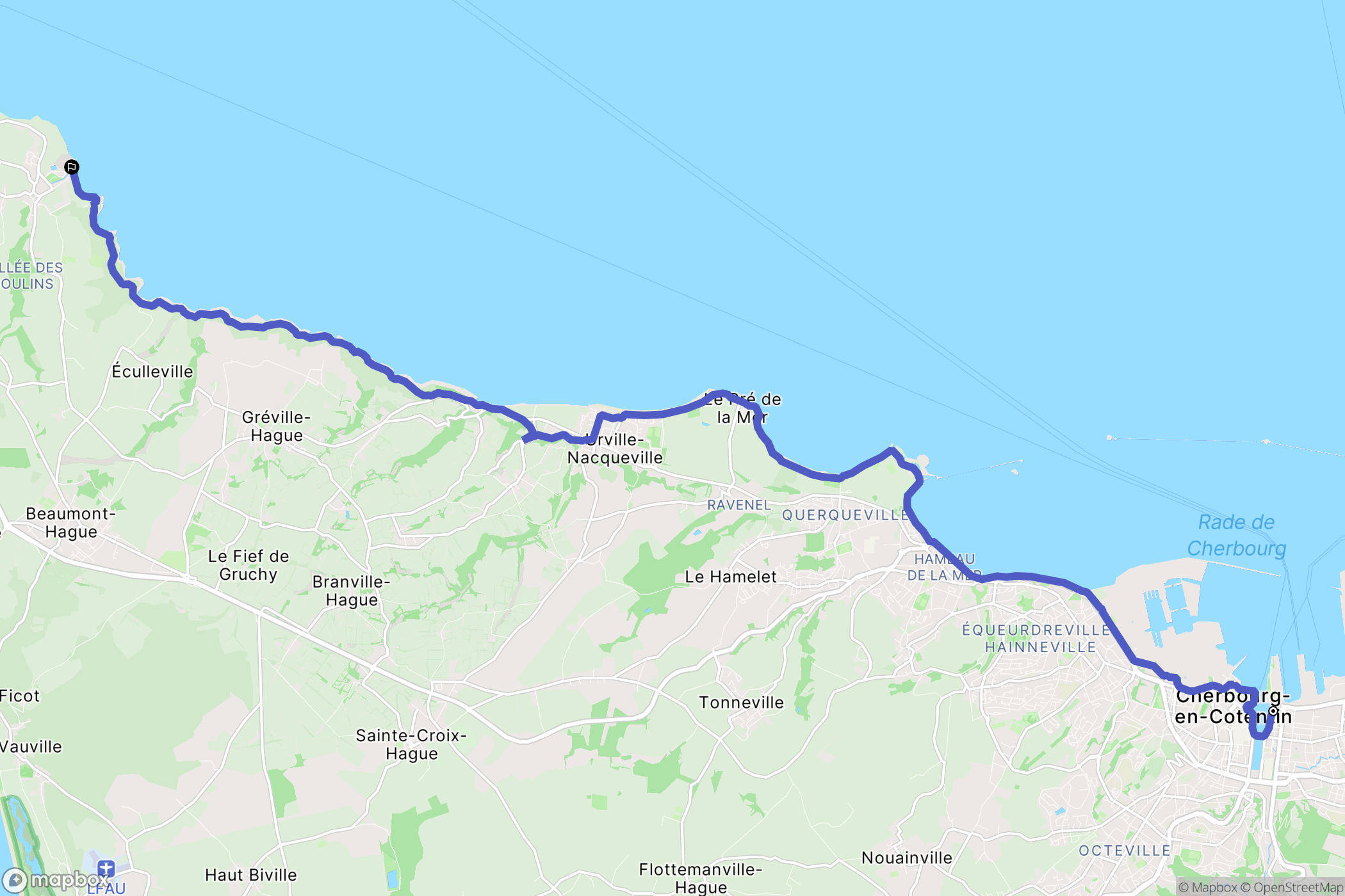 Cherbourg-Octeville : carte du parcours de randonnée - France