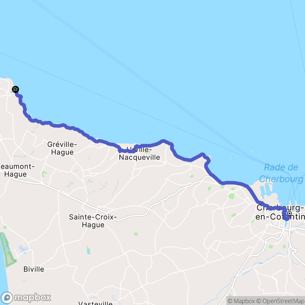 Cherbourg-Octeville : carte du parcours de randonnée - France