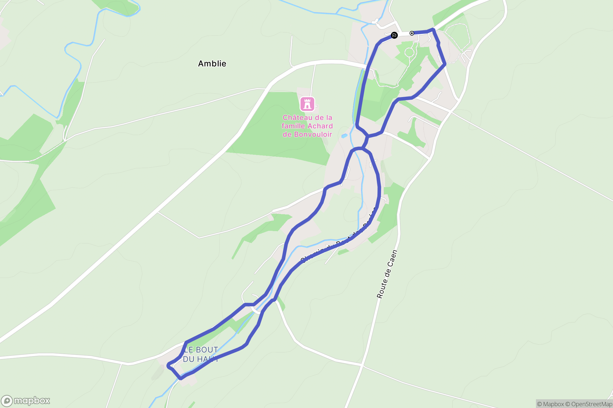Amblie : carte du parcours de randonnée - France