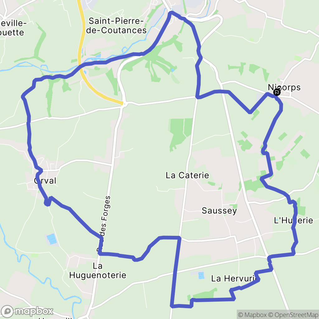 Nicorps : carte du parcours de randonnée - France