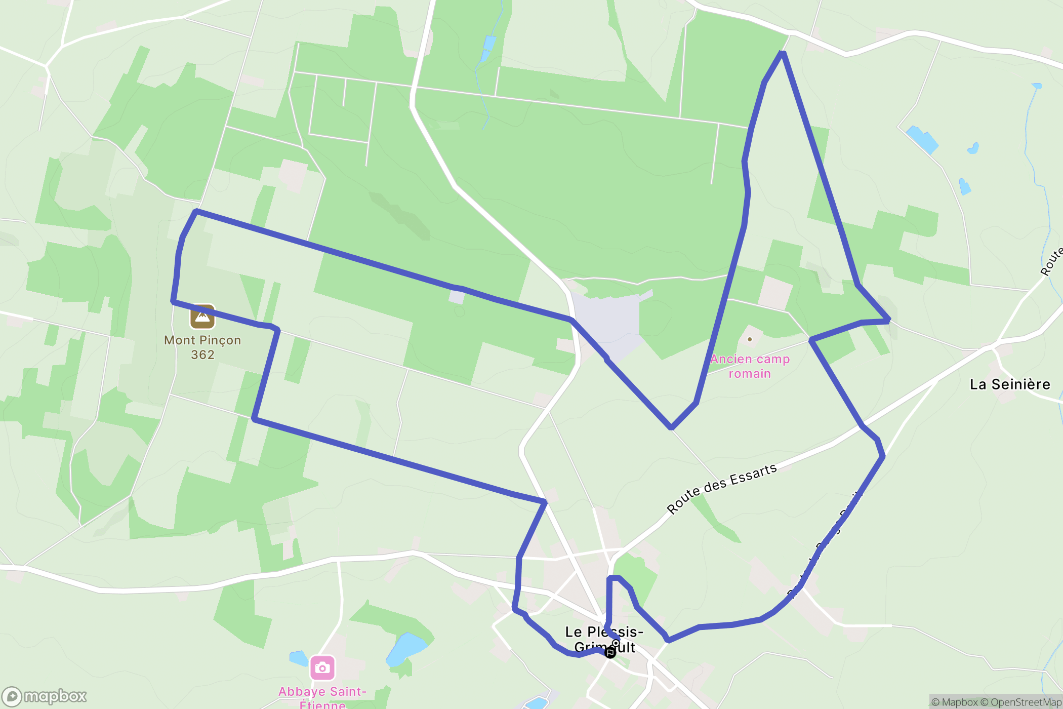 Les Monts d'Aunay (Le Plessis-Grimoult) : carte du parcours de randonnée - France