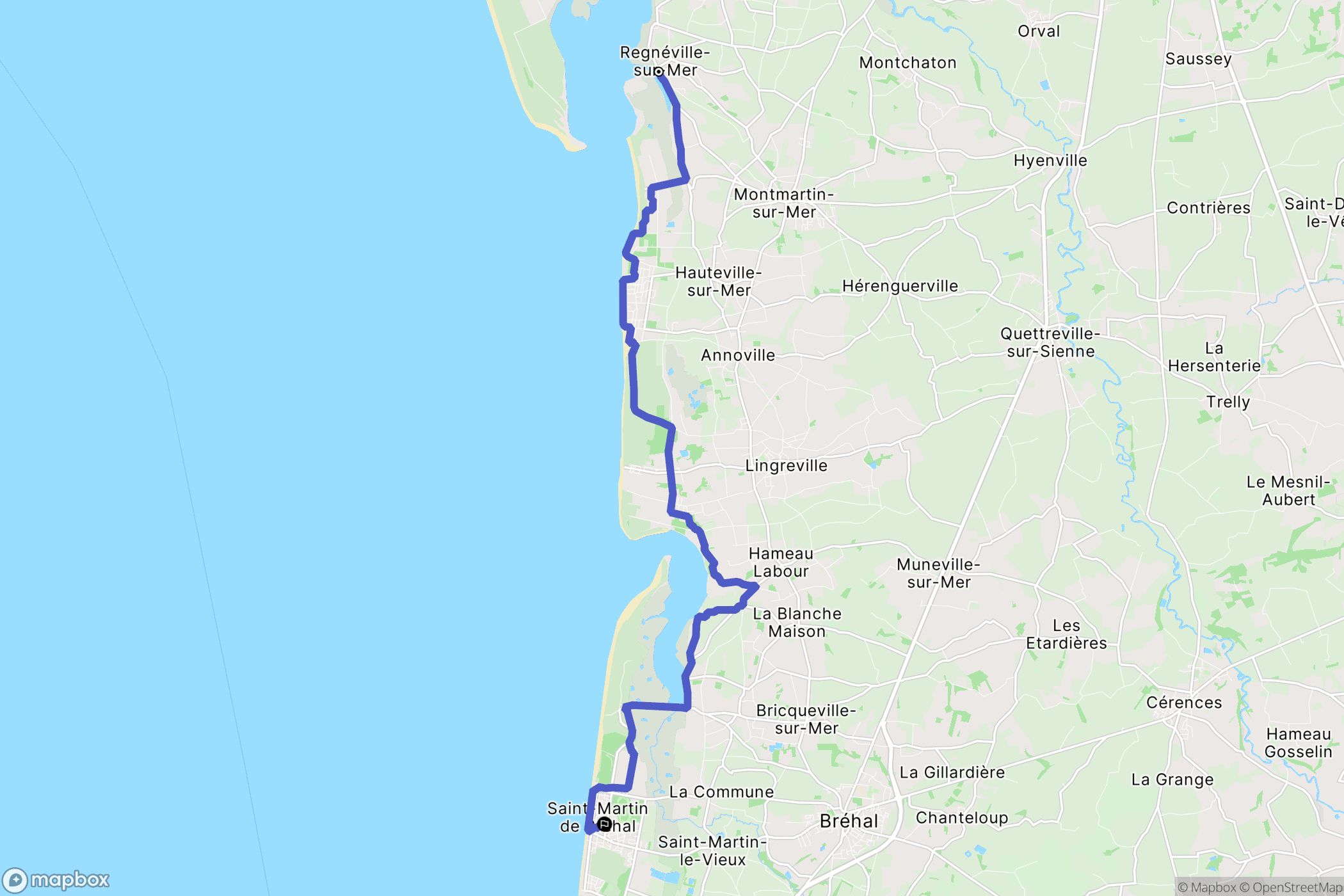 Regnéville-sur-Mer : carte du parcours de randonnée - France