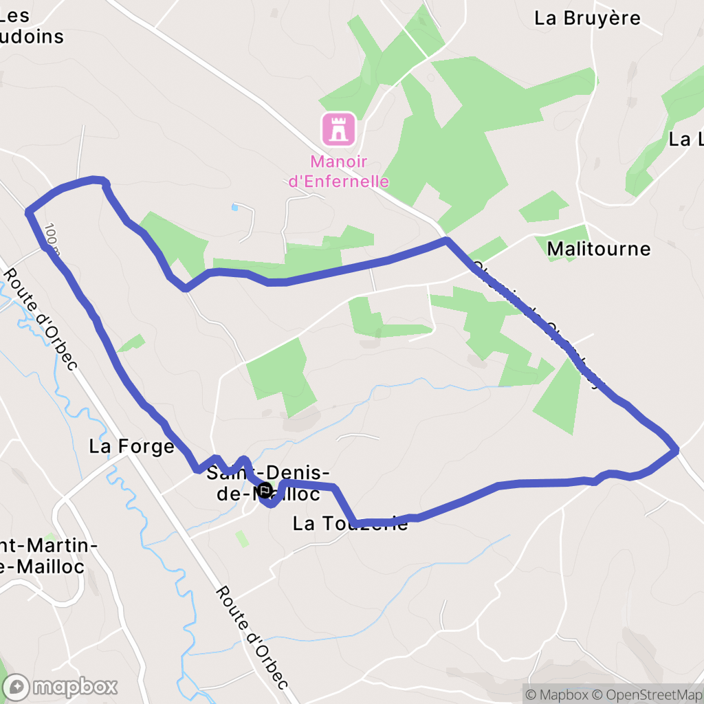 Saint-Denis-de-Mailloc : carte du parcours de randonnée - France