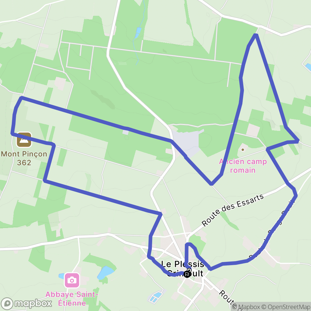 Les Monts d'Aunay (Le Plessis-Grimoult) : carte du parcours de randonnée - France