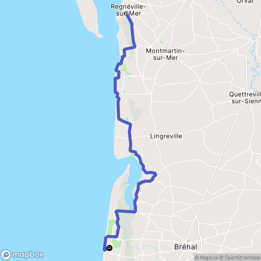Regnéville-sur-Mer : carte du parcours de randonnée - France