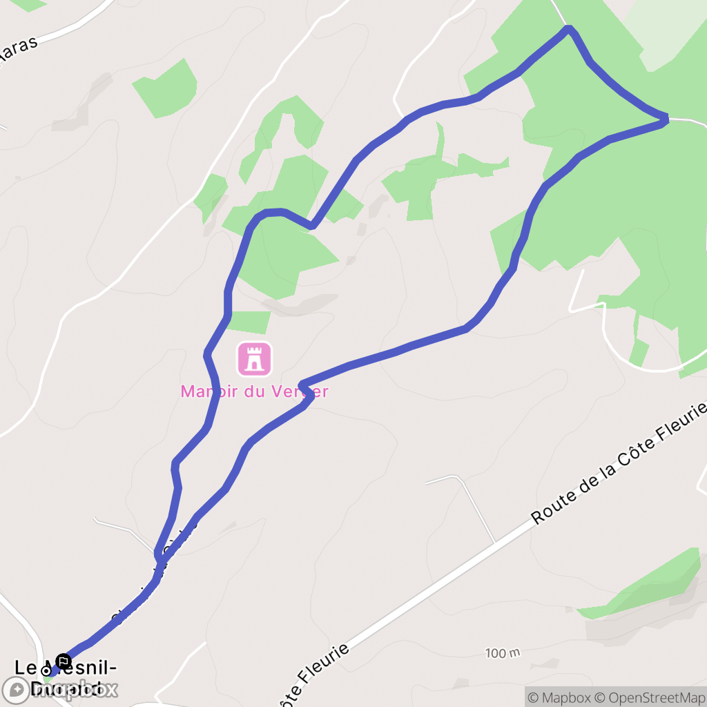 Livarot-Pays-d'Auge (Le Mesnil-Durand) : carte du parcours de randonnée - France