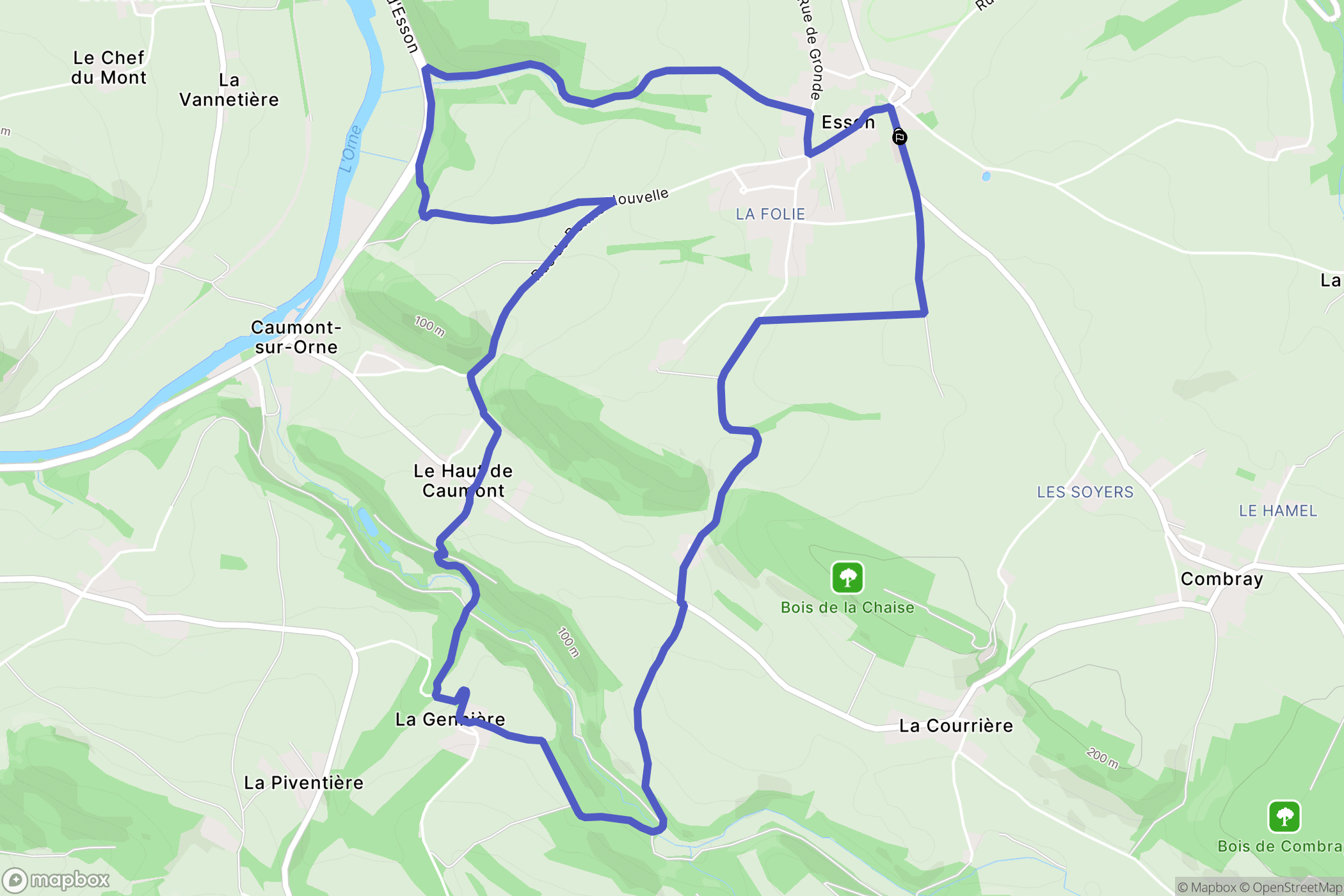 Esson : carte du parcours de randonnée - France