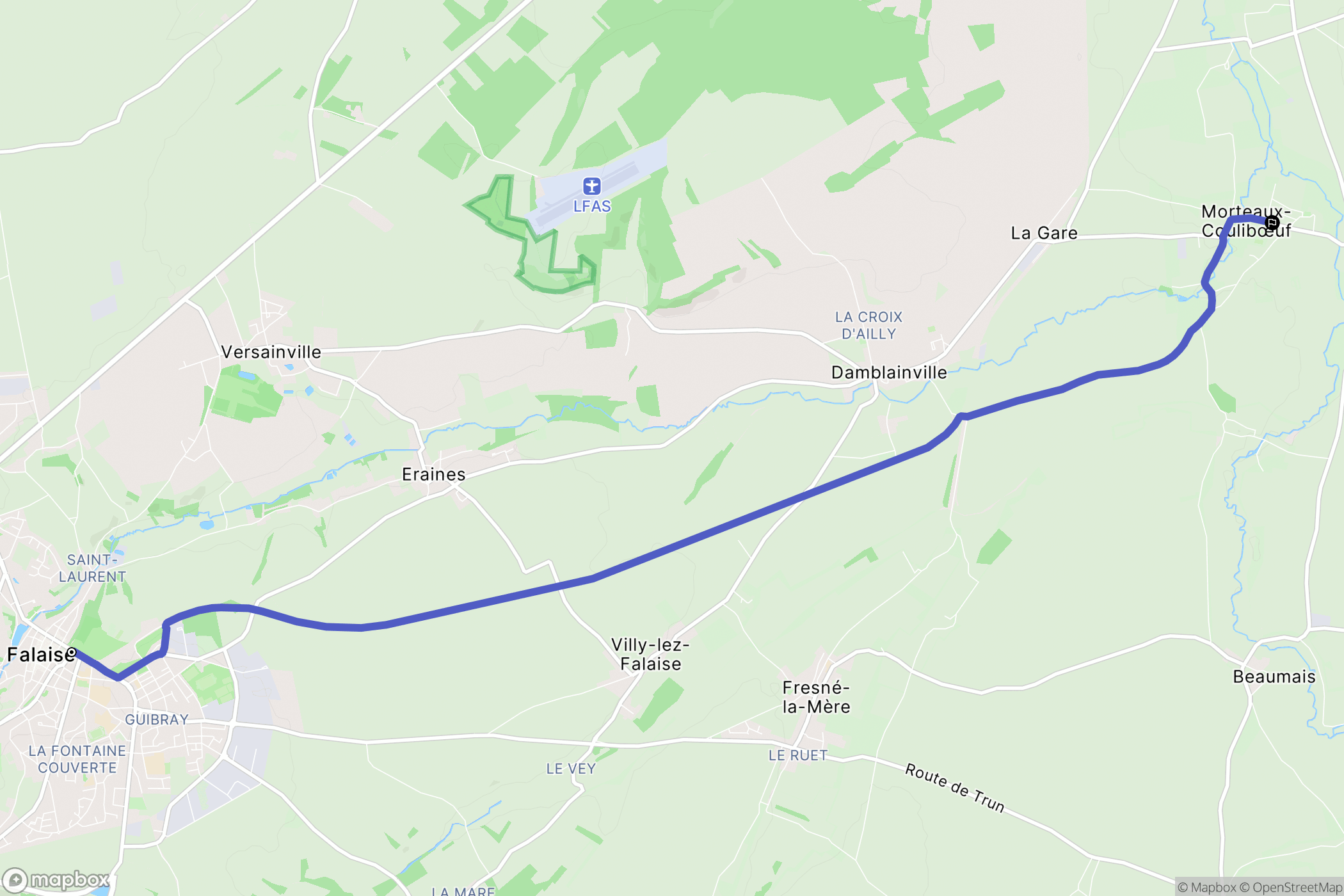 Falaise : carte du parcours de randonnée - France