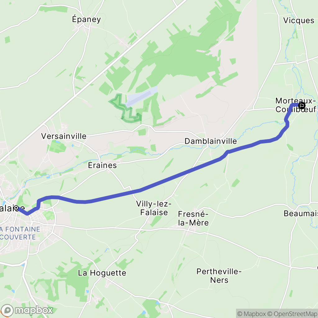 Falaise : carte du parcours de randonnée - France