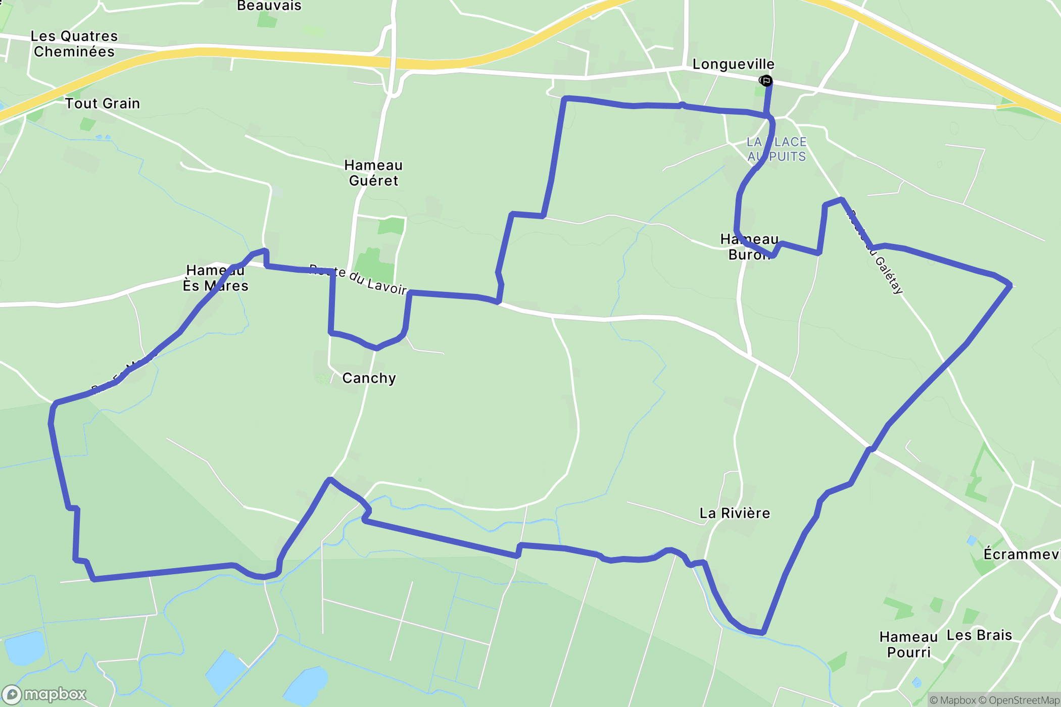 Longueville : carte du parcours de randonnée - France