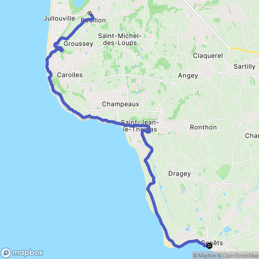 Jullouville : carte du parcours de randonnée - France