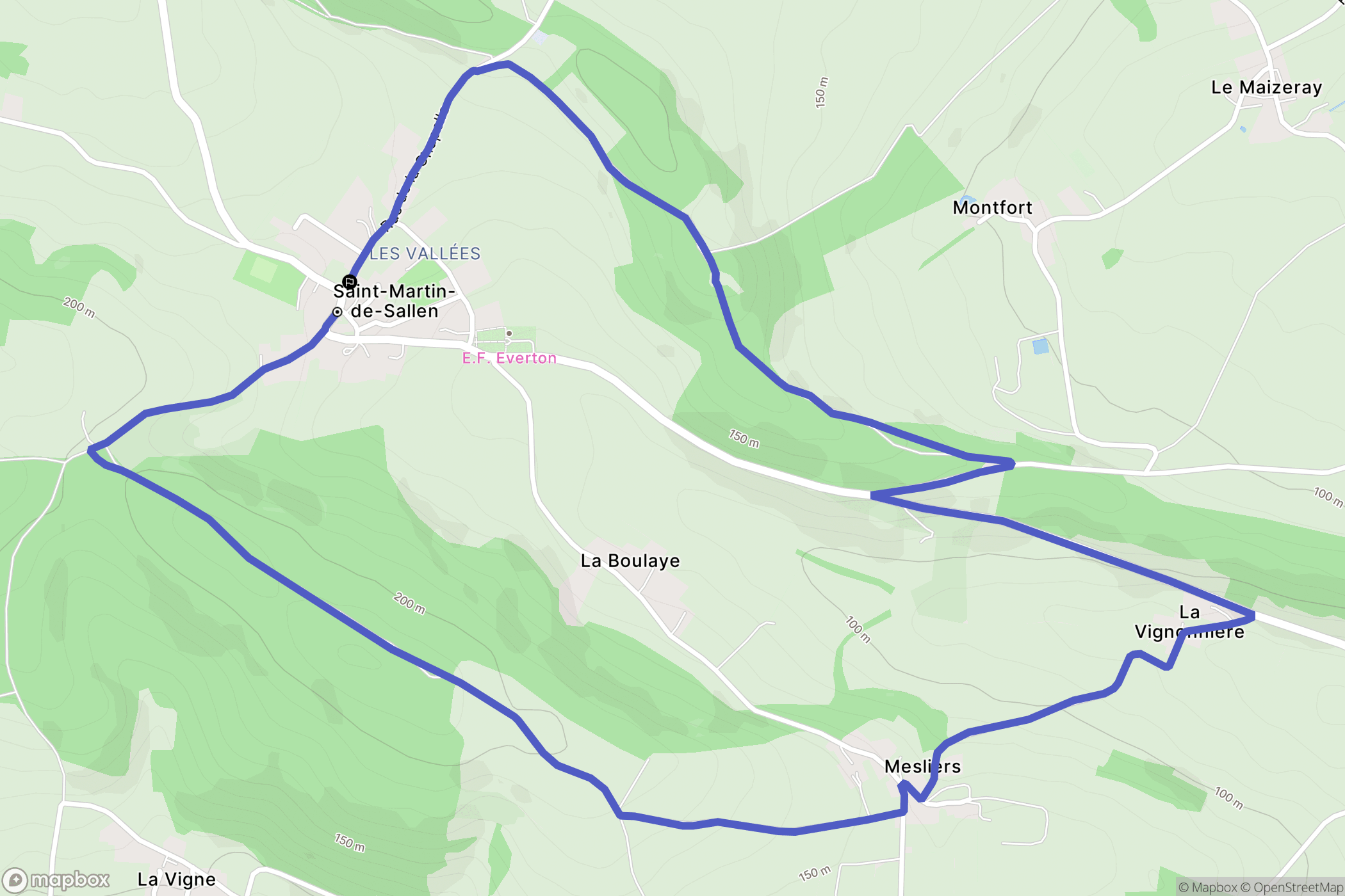 Saint-Martin-de-Sallen : carte du parcours de randonnée - France
