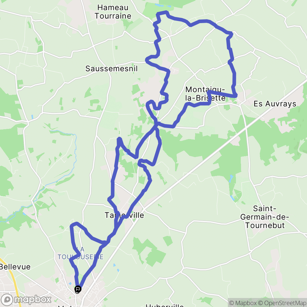 Valognes : carte du parcours de randonnée - France