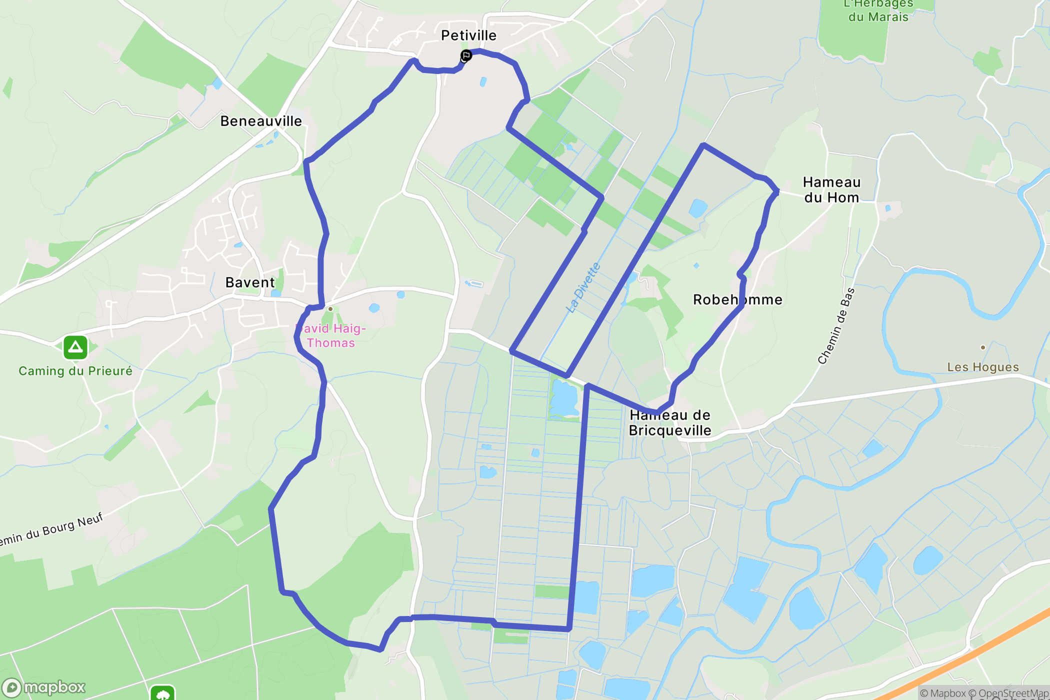 Petiville : carte du parcours de randonnée - France