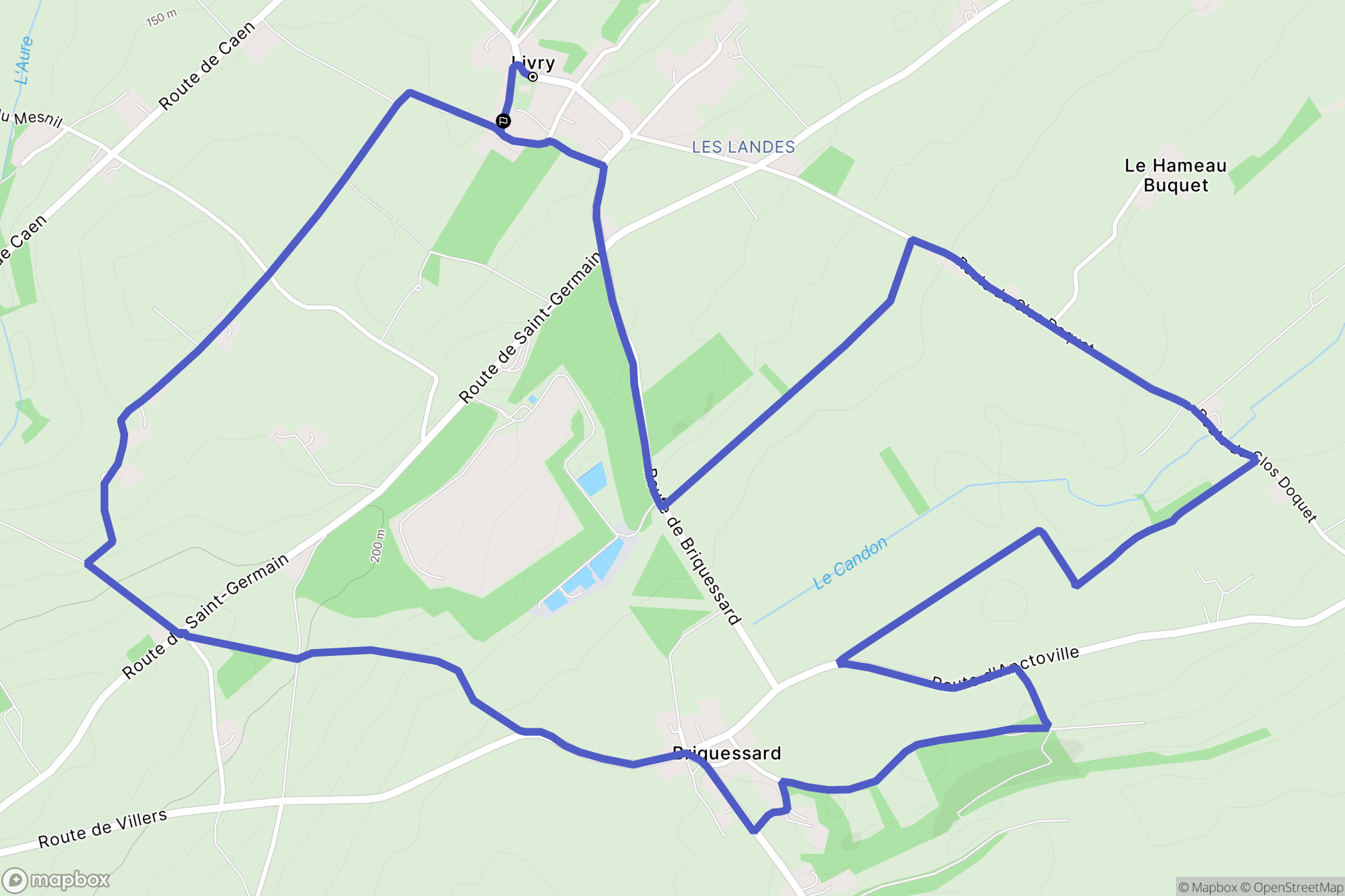 Caumont-sur-Aure (Livry) : carte du parcours de randonnée - France