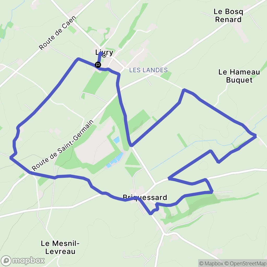 Caumont-sur-Aure (Livry) : carte du parcours de randonnée - France