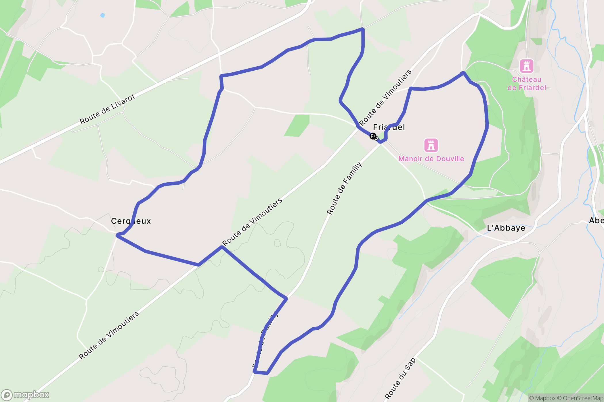La Vespière-Friardel (Friardel) : carte du parcours de randonnée - France
