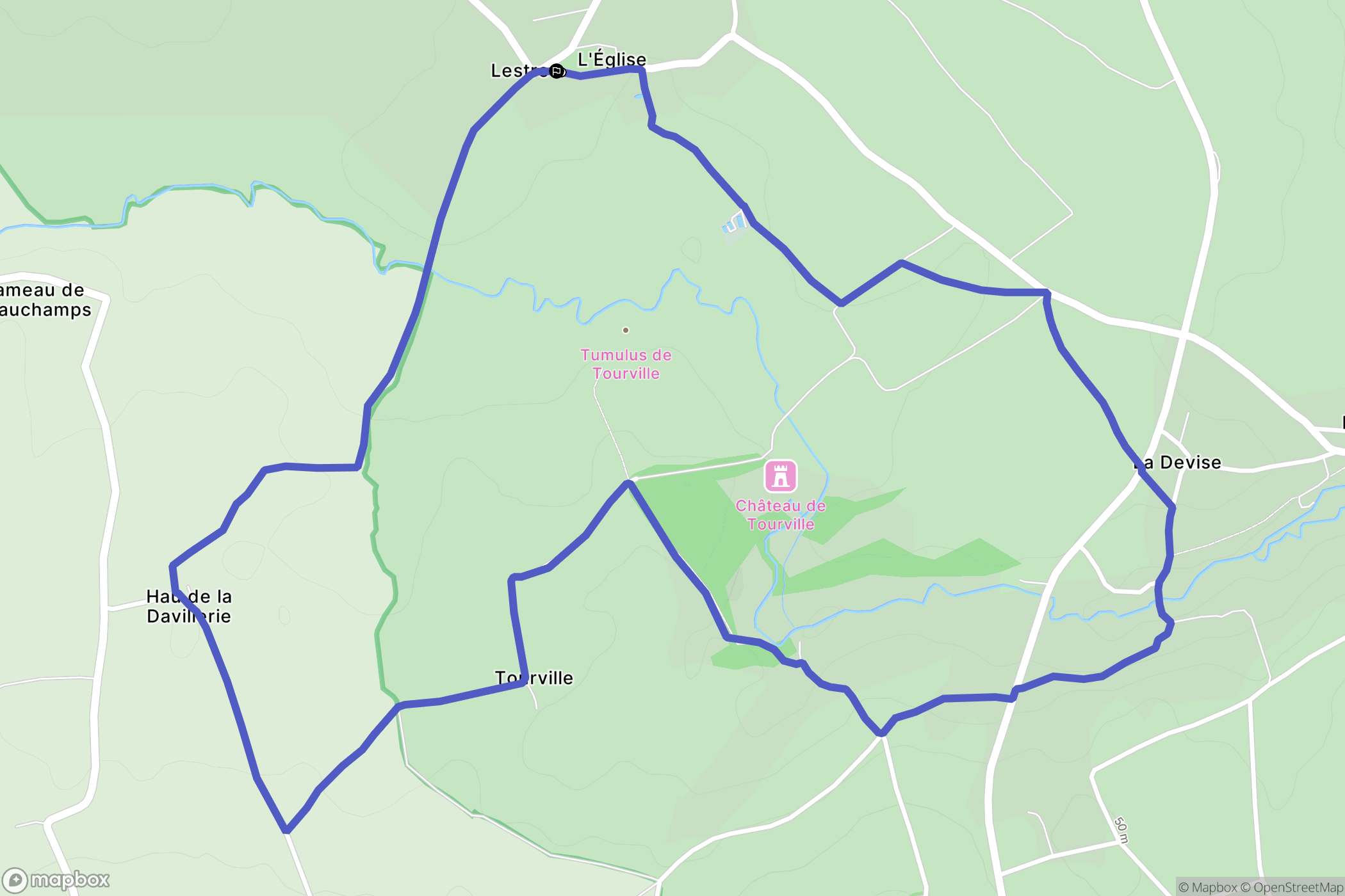 Lestre : carte du parcours de randonnée - France