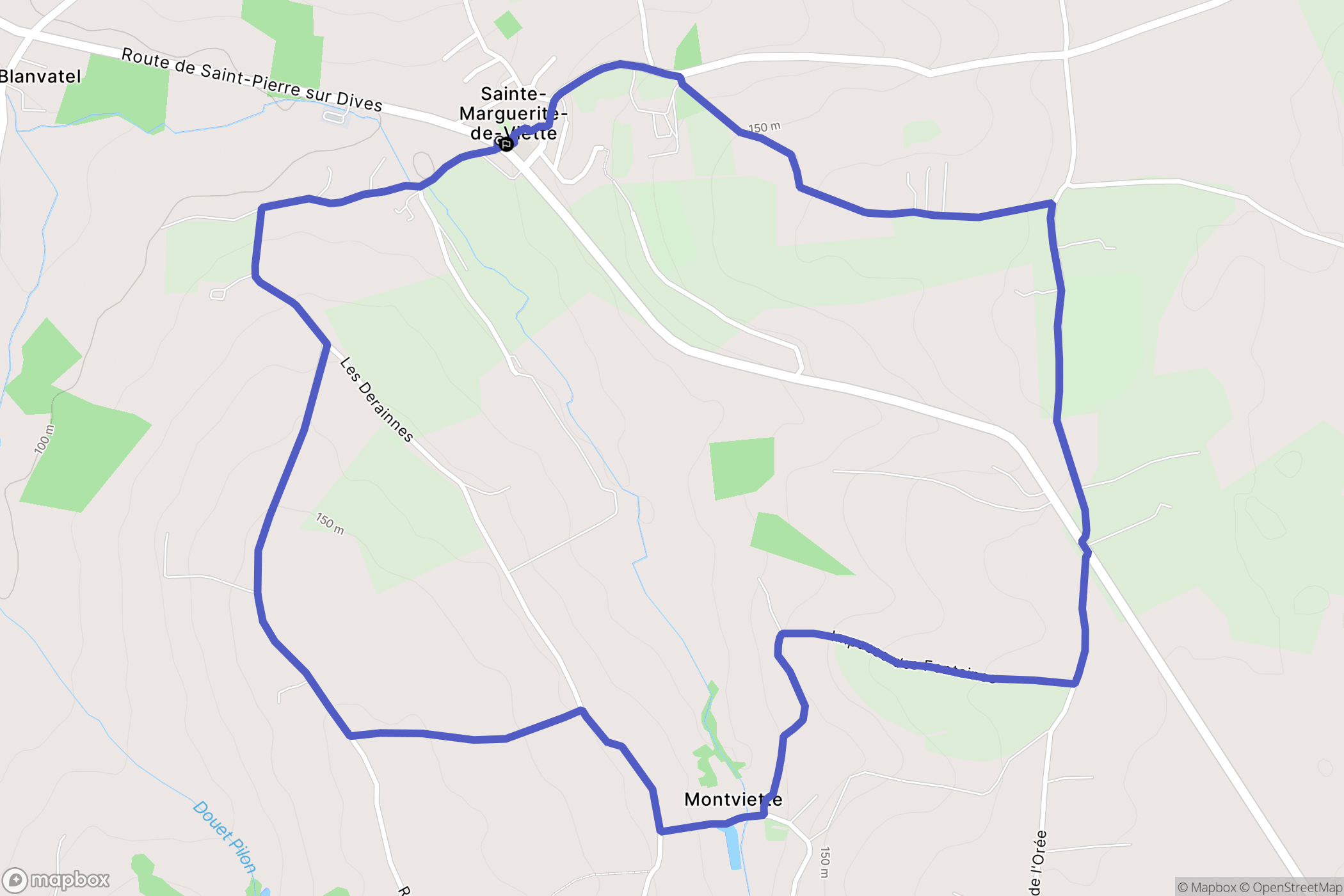 Saint-Pierre-en-Auge (Sainte-Marguerite-de-Viette) : carte du parcours de randonnée - France