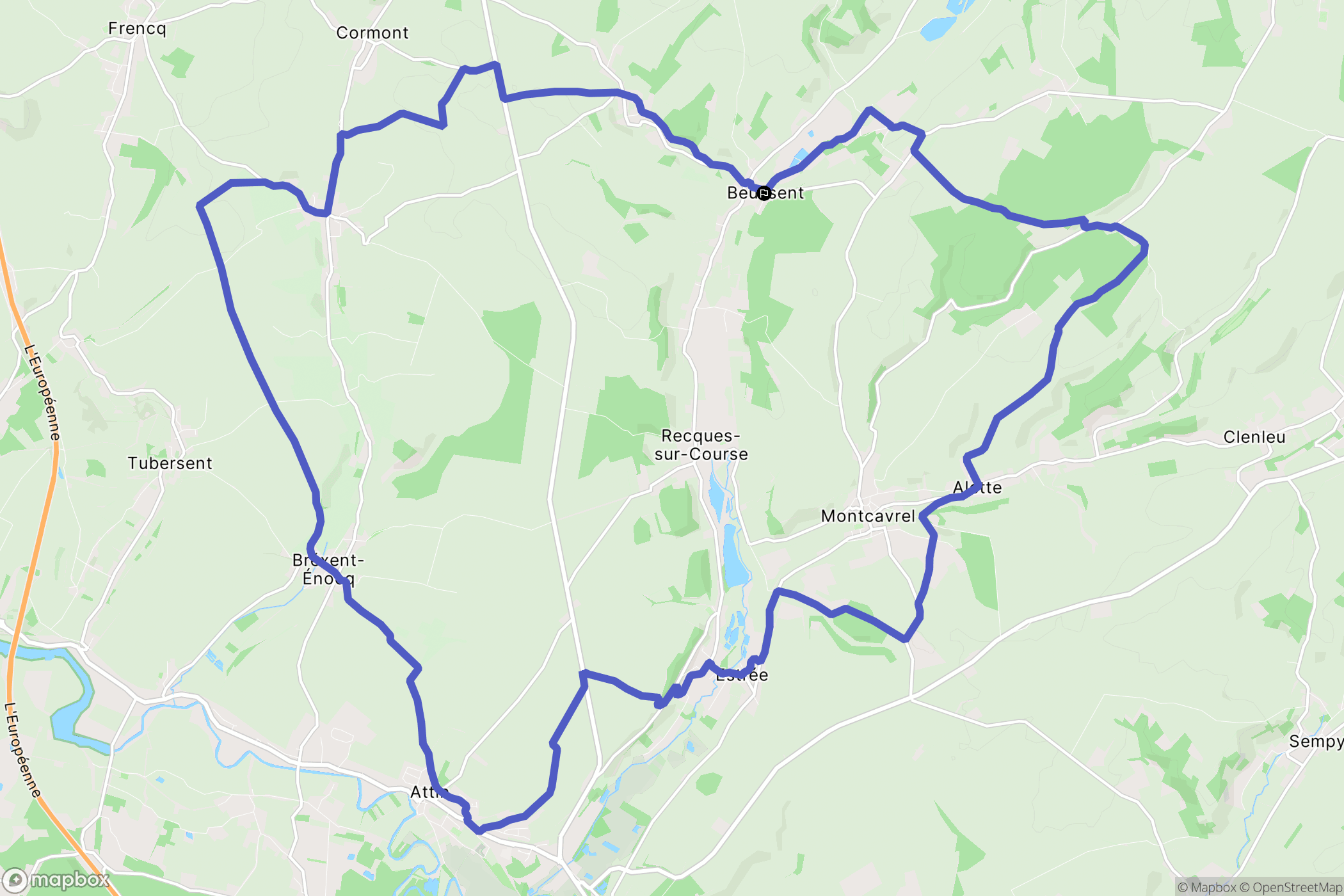 Beussent : carte du parcours de randonnée - France