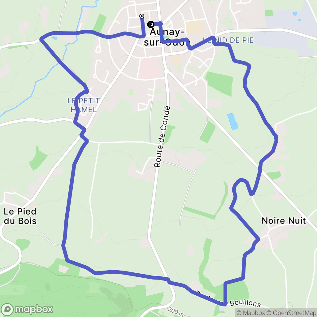 Les Monts d'Aunay : carte du parcours de randonnée - France