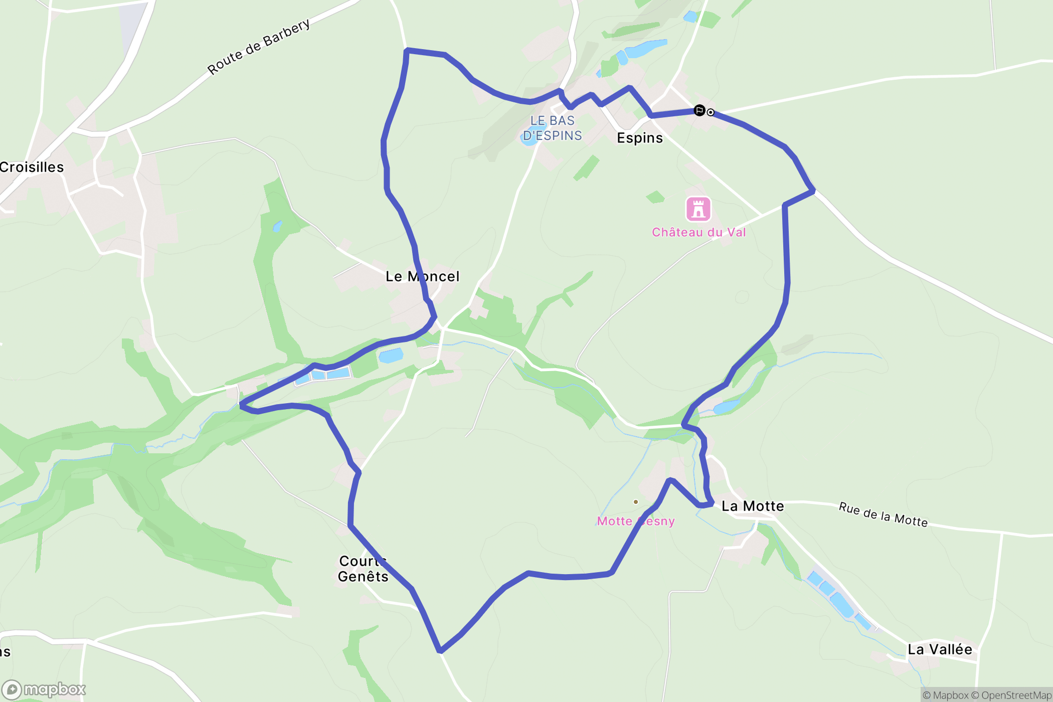 Espins : carte du parcours de randonnée - France