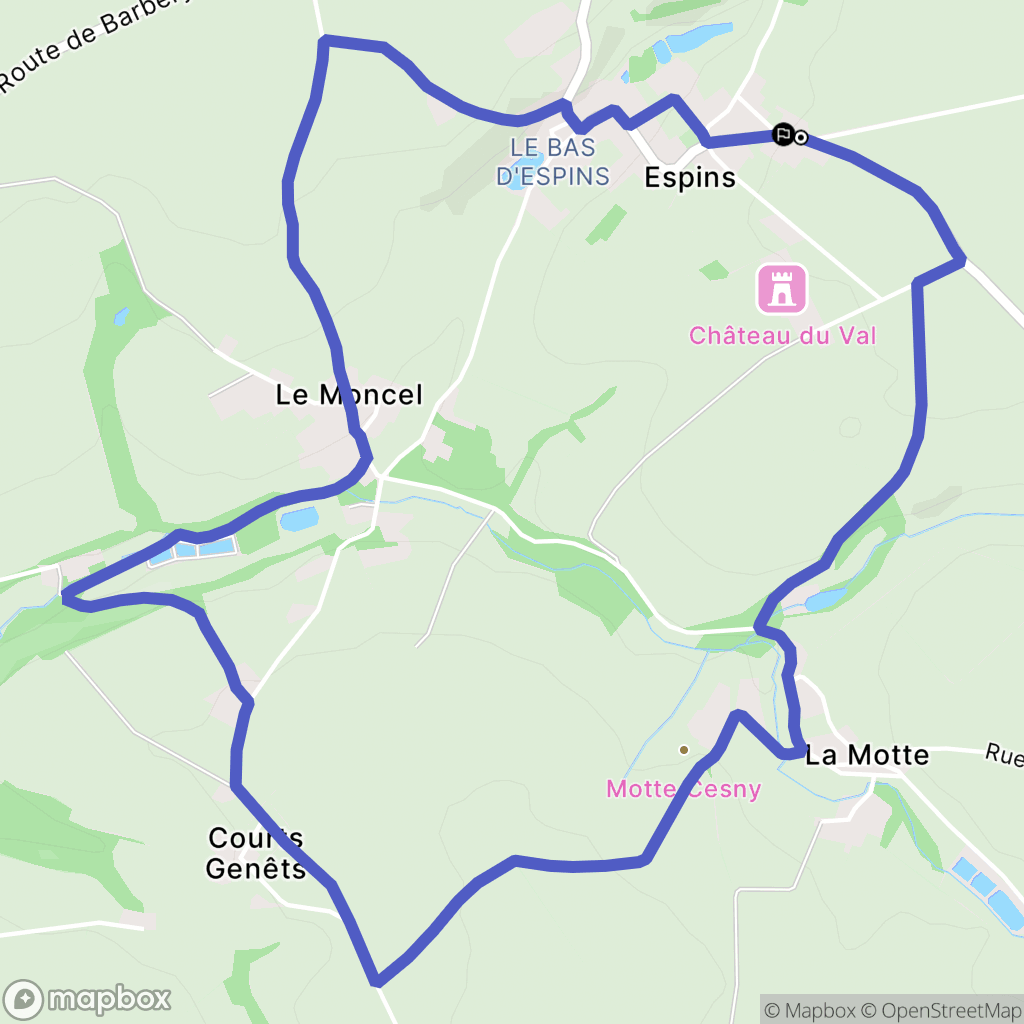 Espins : carte du parcours de randonnée - France