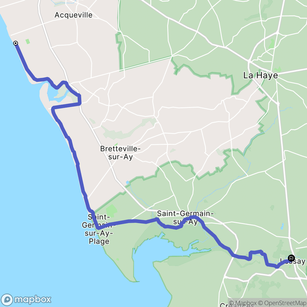Denneville Plage : carte du parcours de randonnée - France
