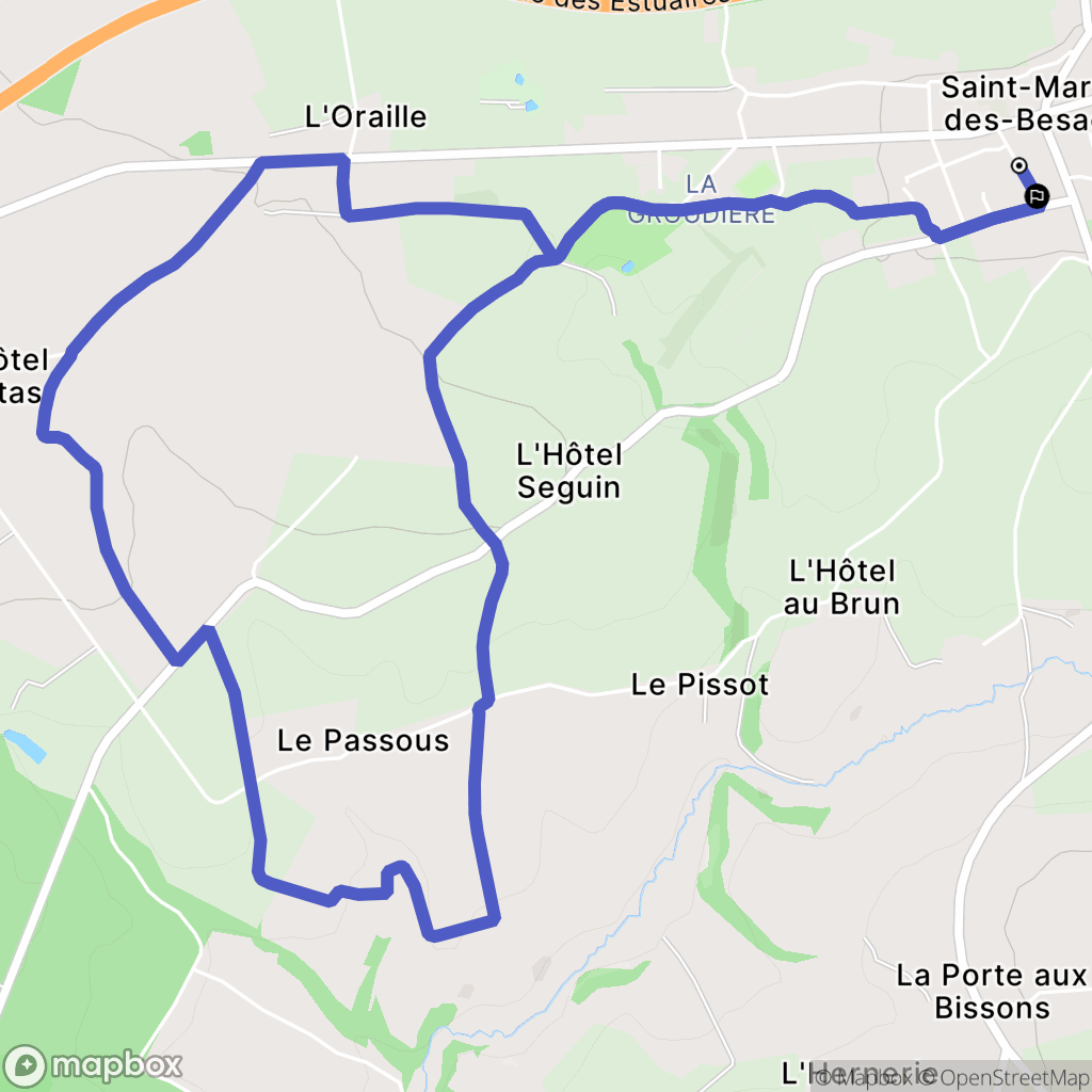 Souleuvre en Bocage (Saint-Martin-des-Besaces) : carte du parcours de randonnée - France