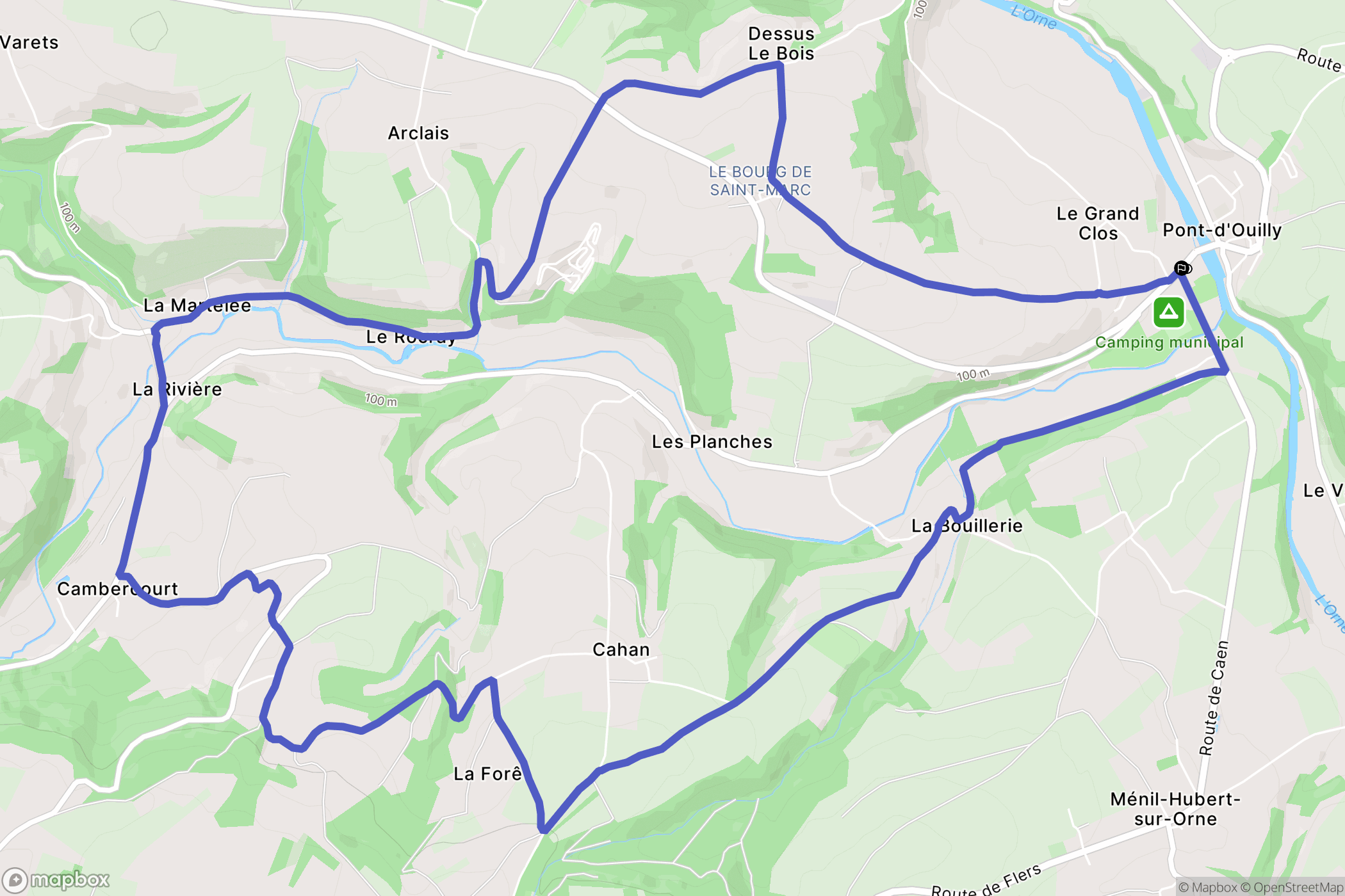 Pont-d'Ouilly : carte du parcours de randonnée - France