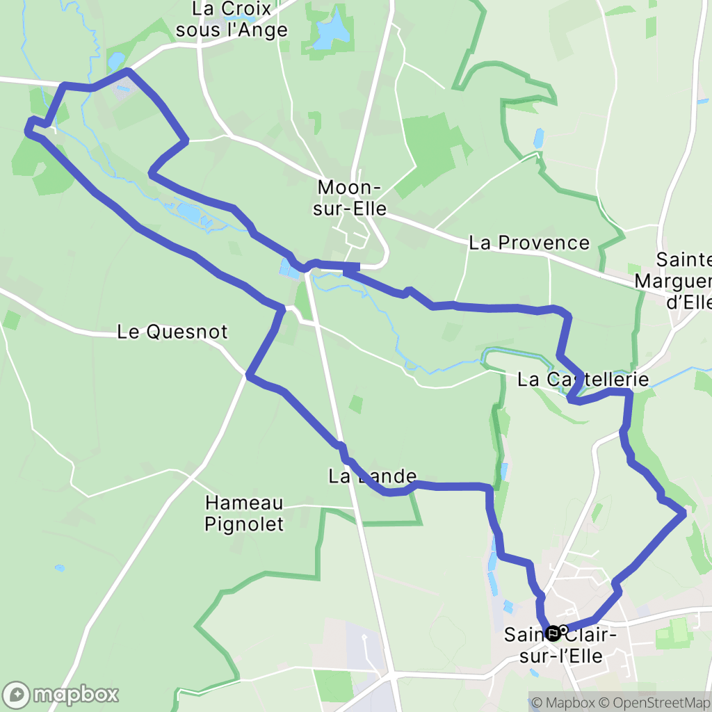 Saint Clair sur l'Elle : carte du parcours de randonnée - France