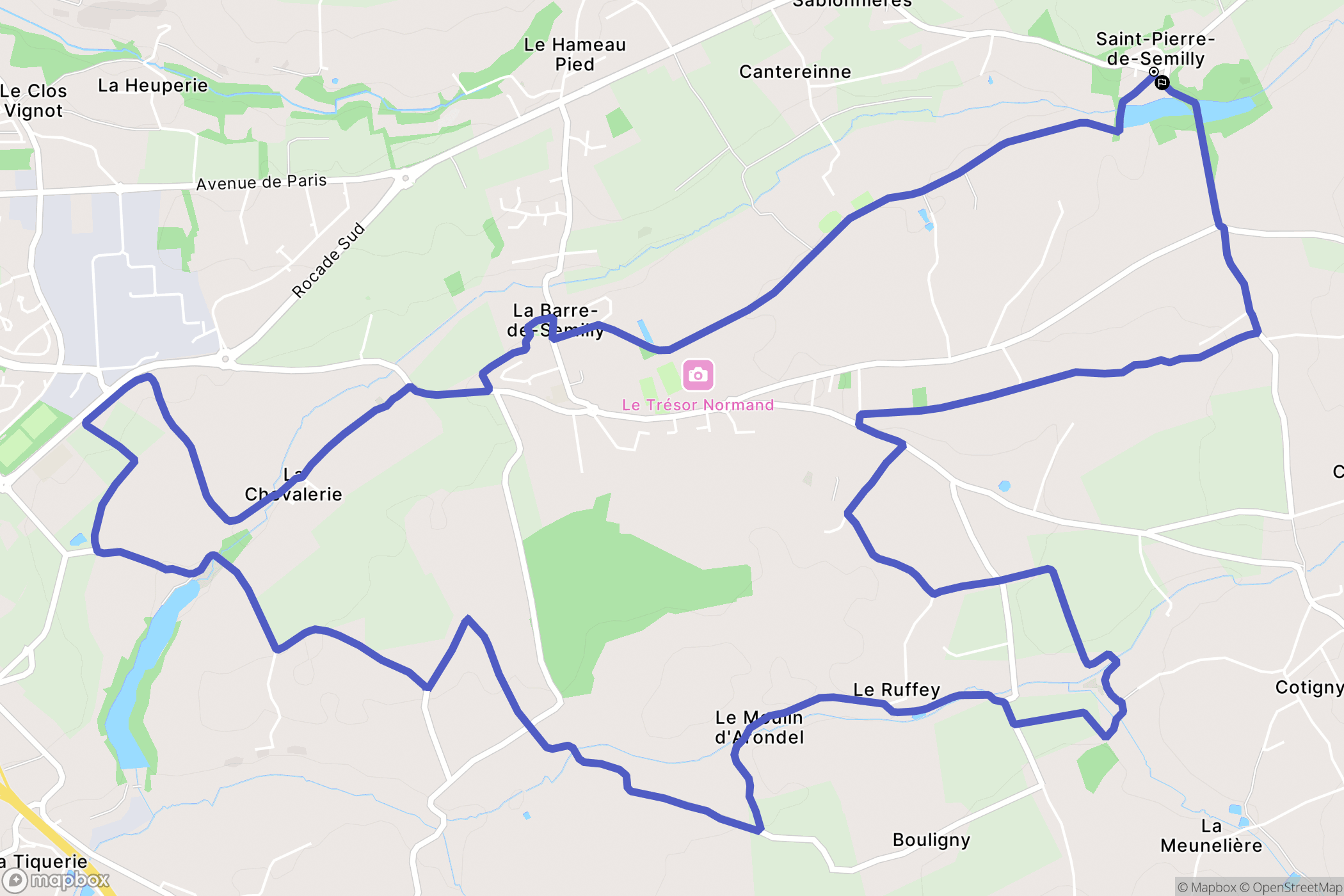 Saint-Pierre-de-Semilly : carte du parcours de randonnée - France