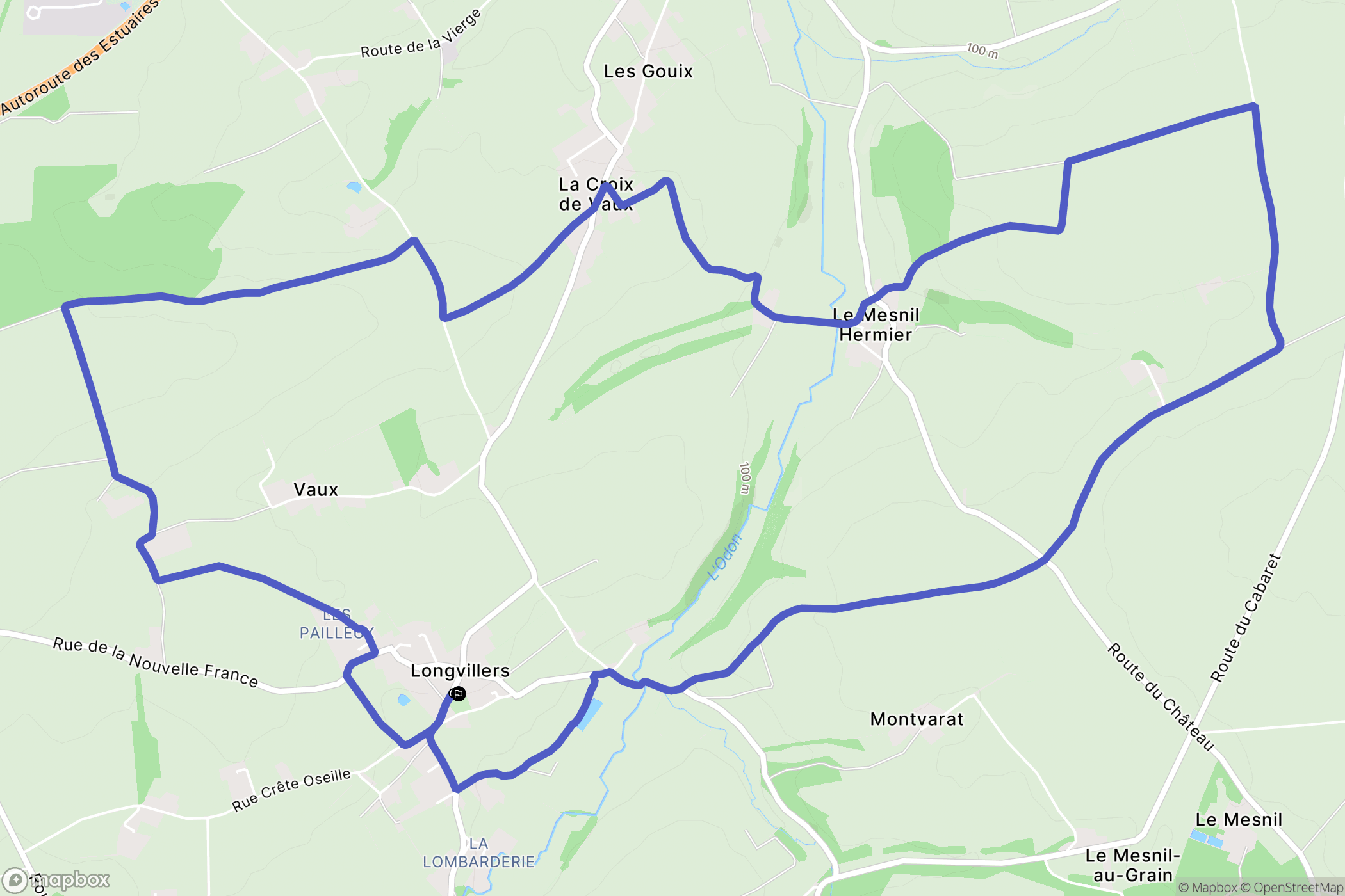 Longvillers : carte du parcours de randonnée - France
