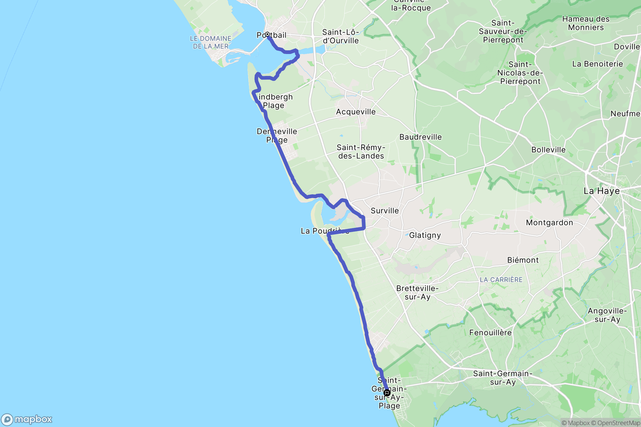 Portbail : carte du parcours de randonnée - France