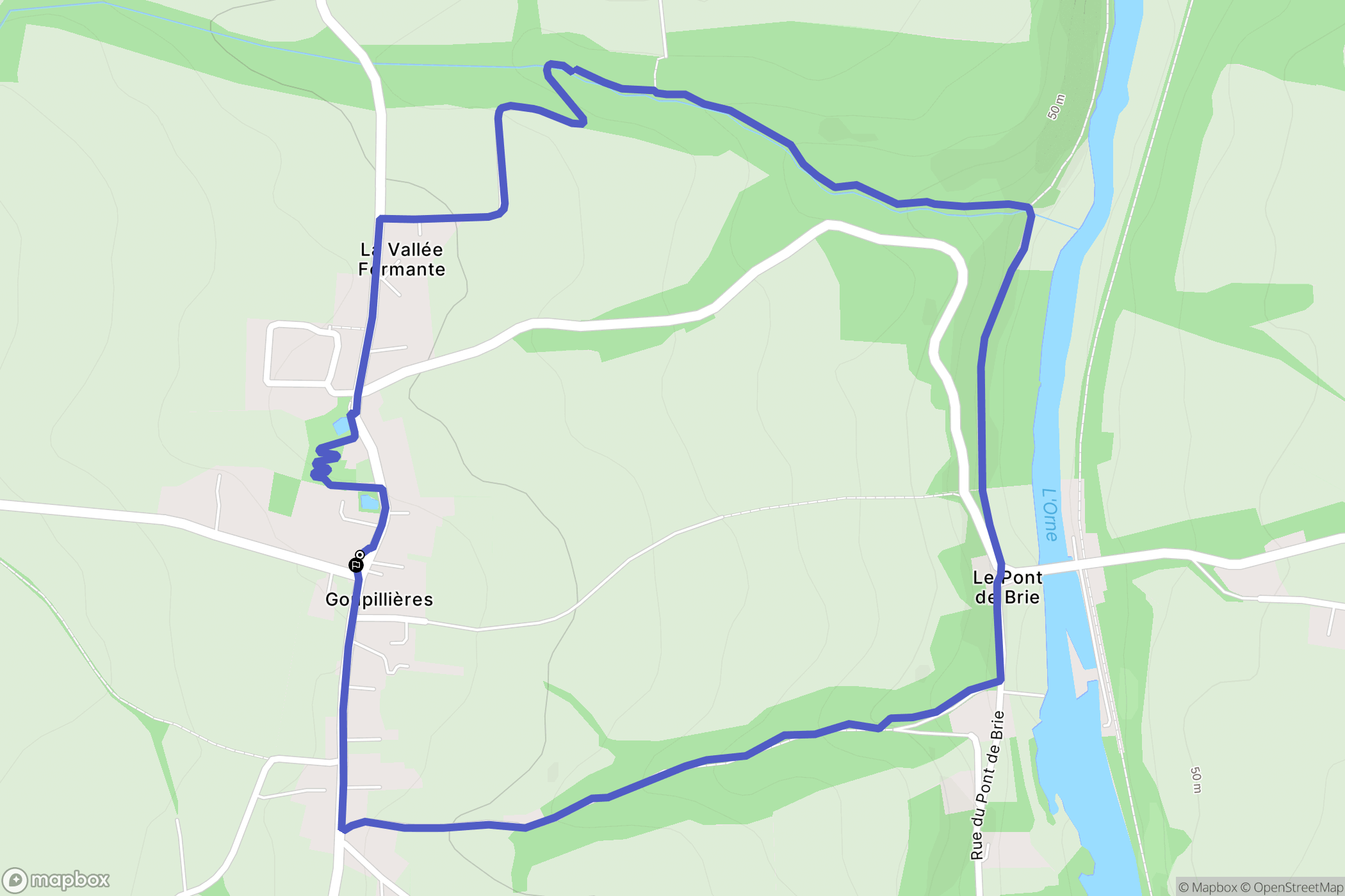 Montillières-sur-Orne : carte du parcours de randonnée - France