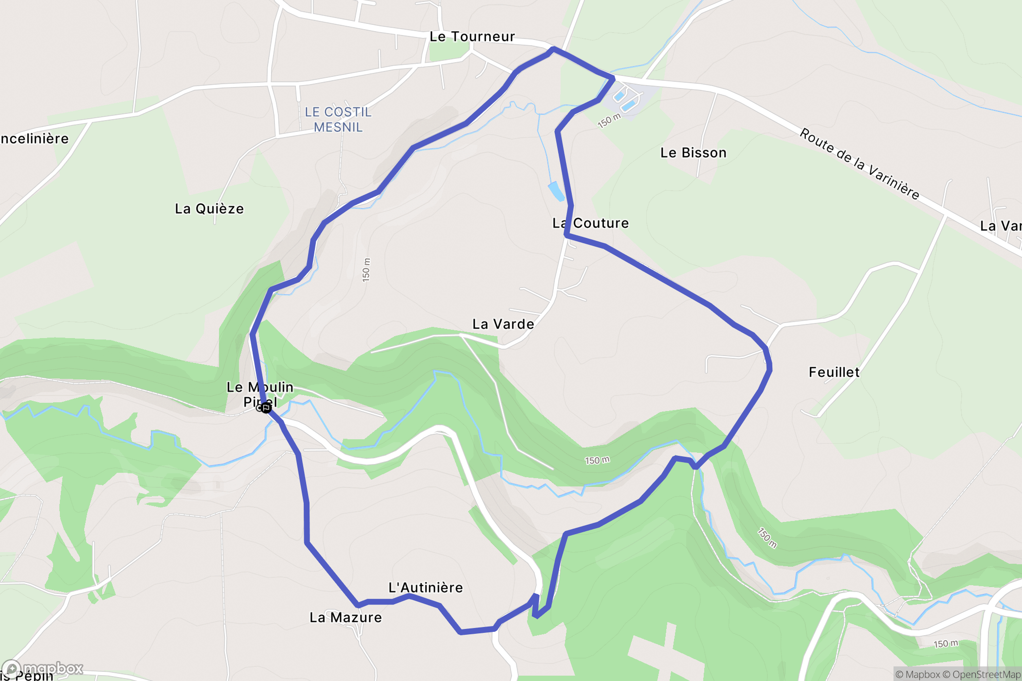 Souleuvre-en-Bocage : carte du parcours de randonnée - France