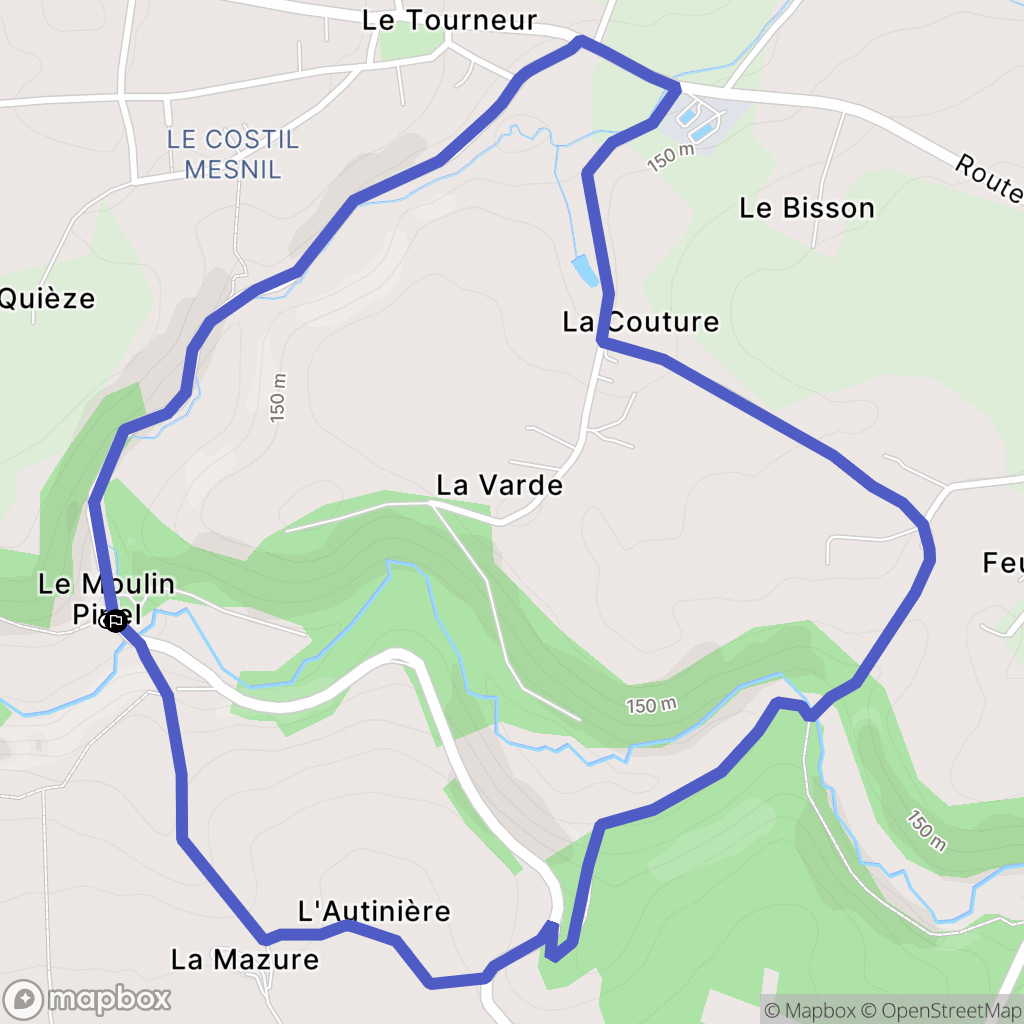 Souleuvre-en-Bocage : carte du parcours de randonnée - France