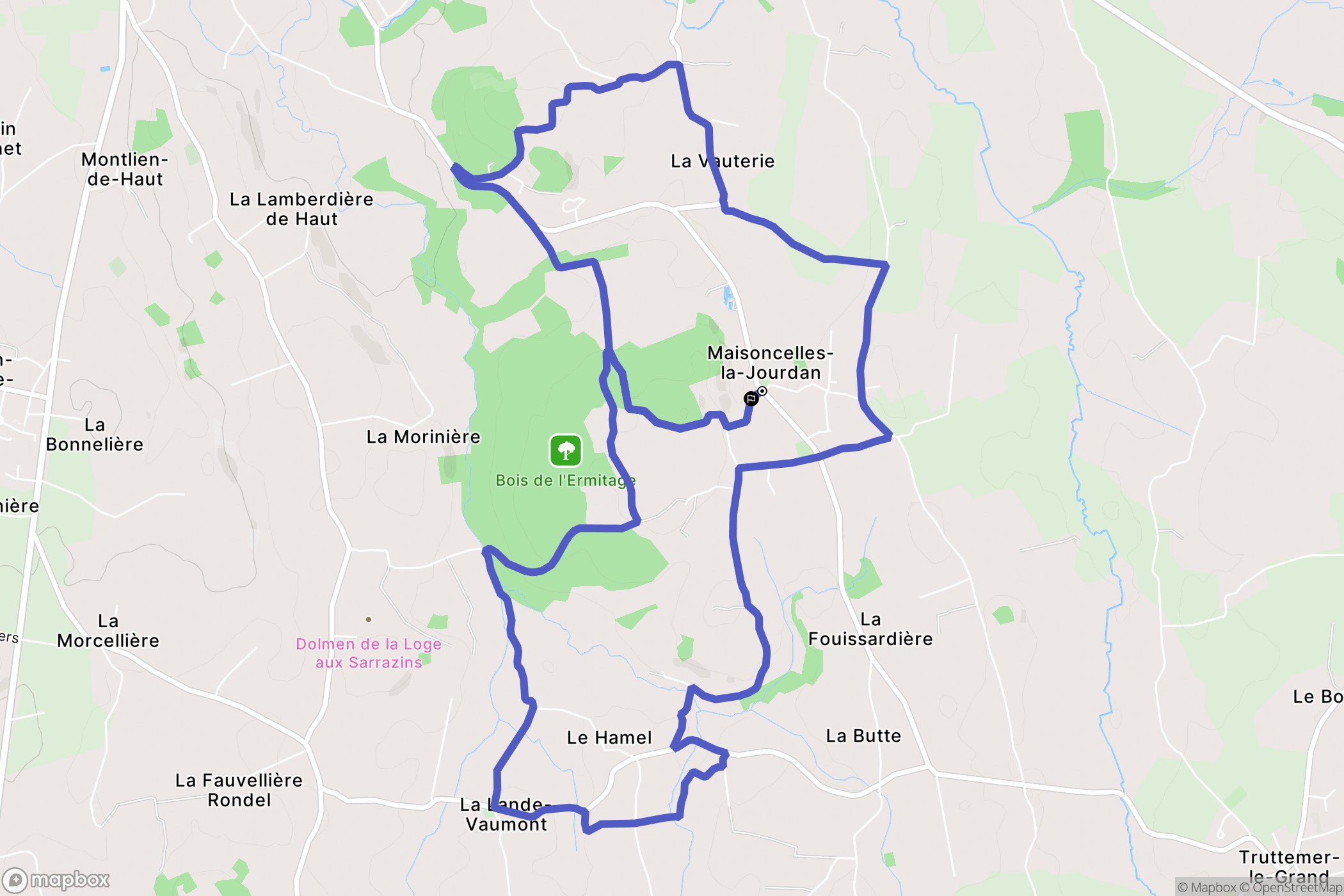 Maisoncelles-la-Jourdan : carte du parcours de randonnée - France